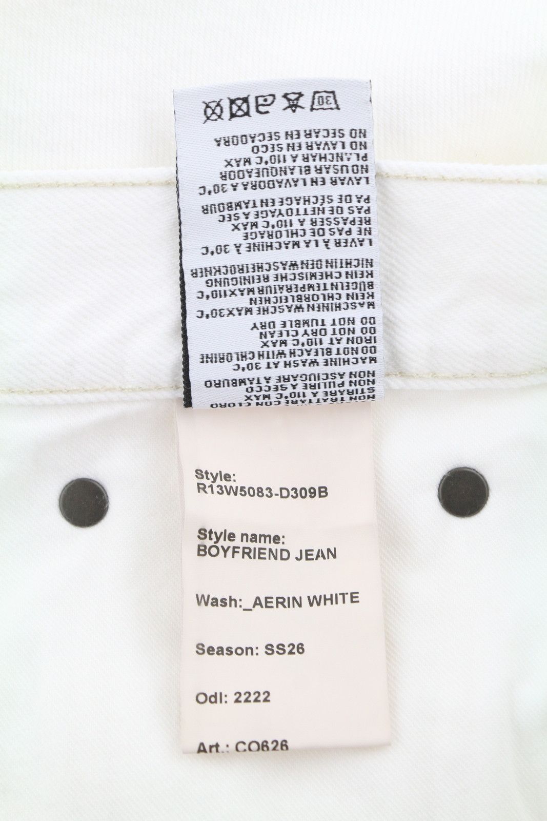 R13 BOYFRIEND 23 Aerin White Cropped Denim Jeans 89848 Size 23" - 10 Thumbnail