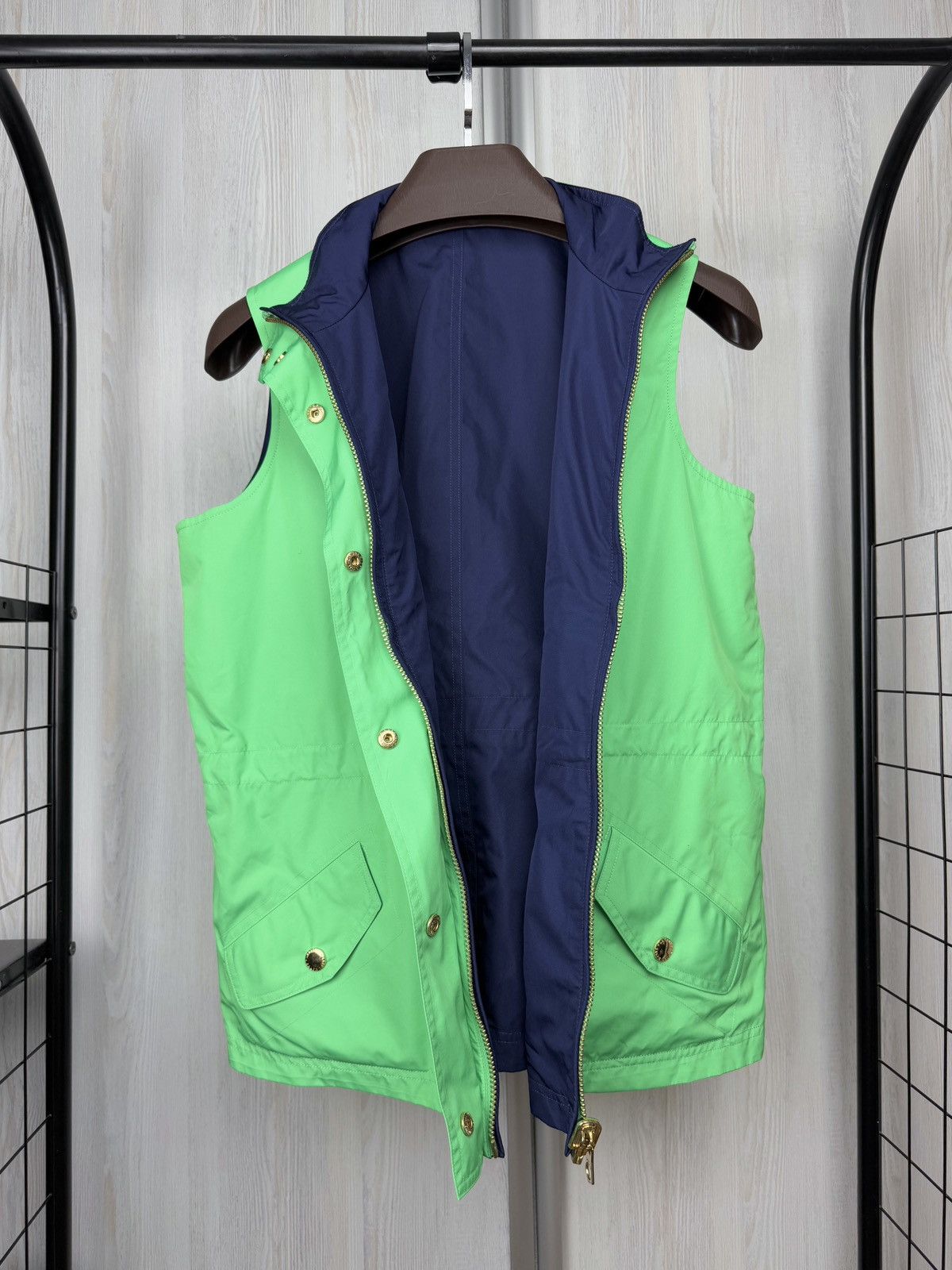 Lauren Ralph Lauren Lauren Ralph Lauren Blue & Green Reversible Zip Front Vest Size L / US 10 / IT 46 - 11 Thumbnail