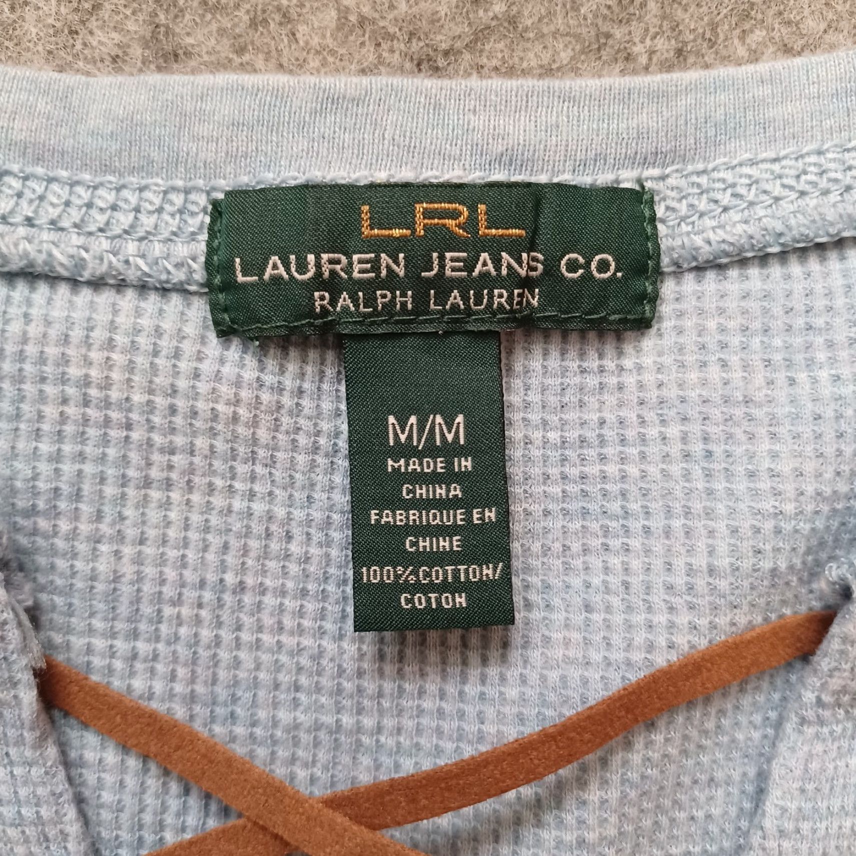 CO Ralph Lauren Jeans Co. Womens Sweater 1/4 Lace Up Green Casual Ladies Medium Knit Pullover V-Neck Long Sleeve Shirt Womens Size M / US 6-8 / IT 42-44 - 2 Thumbnail