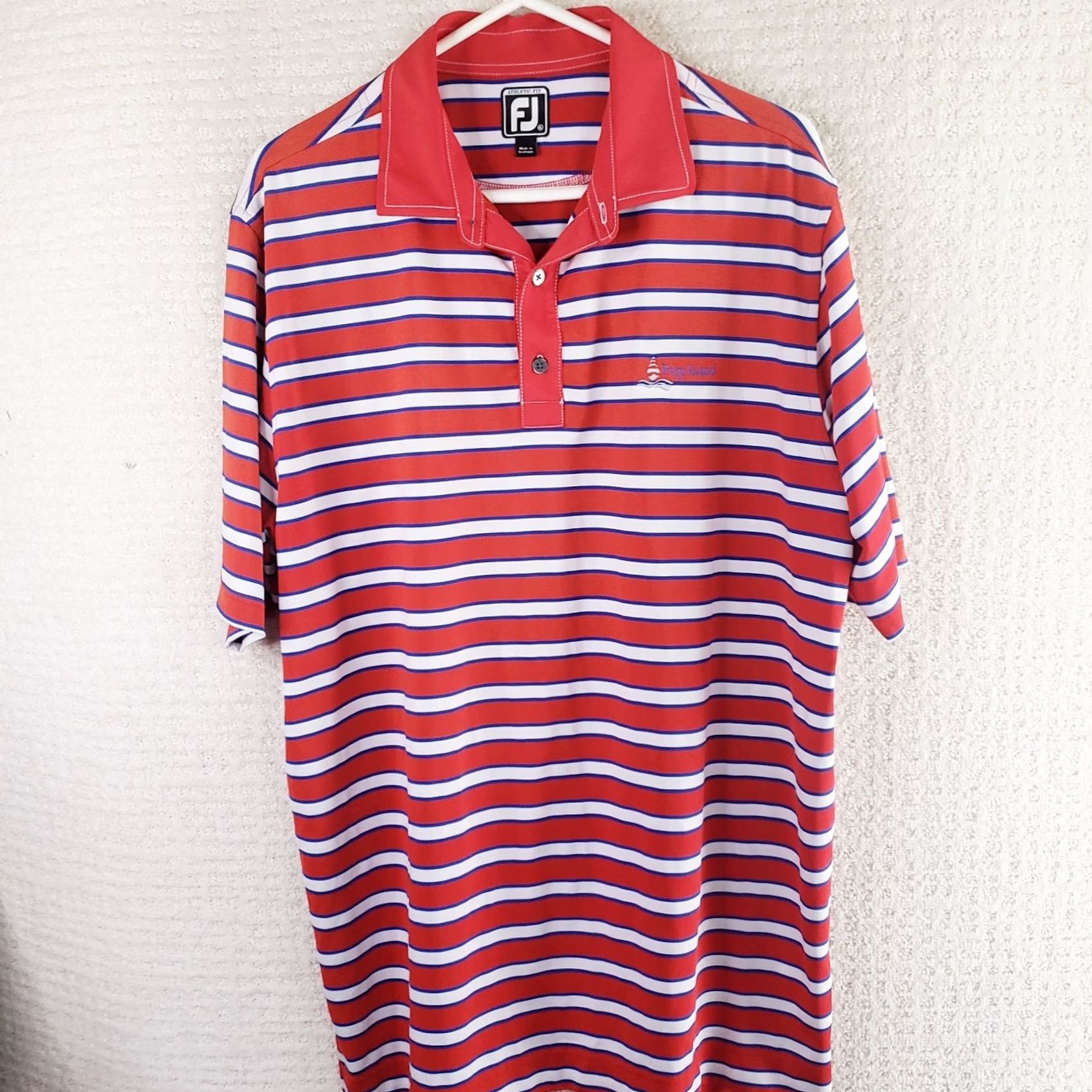 Footjoy FootJoy Polo Shirt Mens XL Multicolor Striped Golf Performance SS Fripp Island Logo Size US XL / EU 56 / 4 - 2 Thumbnail