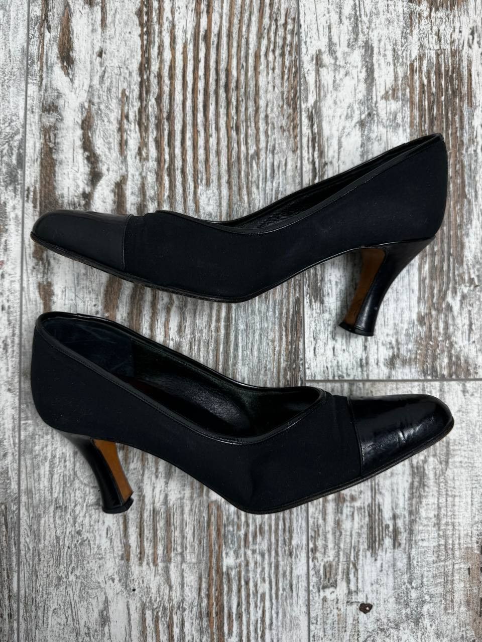 Other Gianmarco Lorenzi Vintage Fabric Patent Leather Pumps Heels Size US 7 / IT 37 - 2 Thumbnail