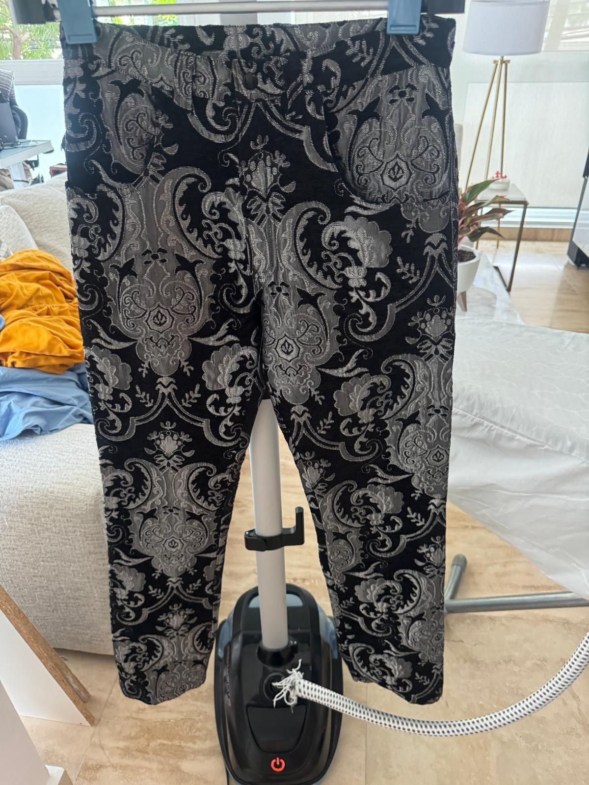 Other Shrine Hollywood Black & Silver Baroque Jacquard Pants Size US 30 / EU 46 - 2 Thumbnail