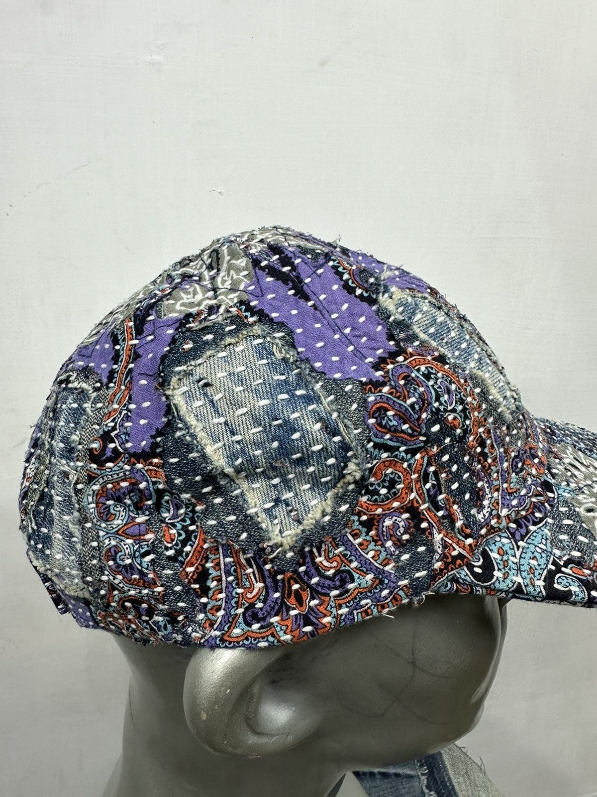 Handmade Custom Made Distressed Paisley Boro Patchwork hats Size ONE SIZE - 2 Thumbnail
