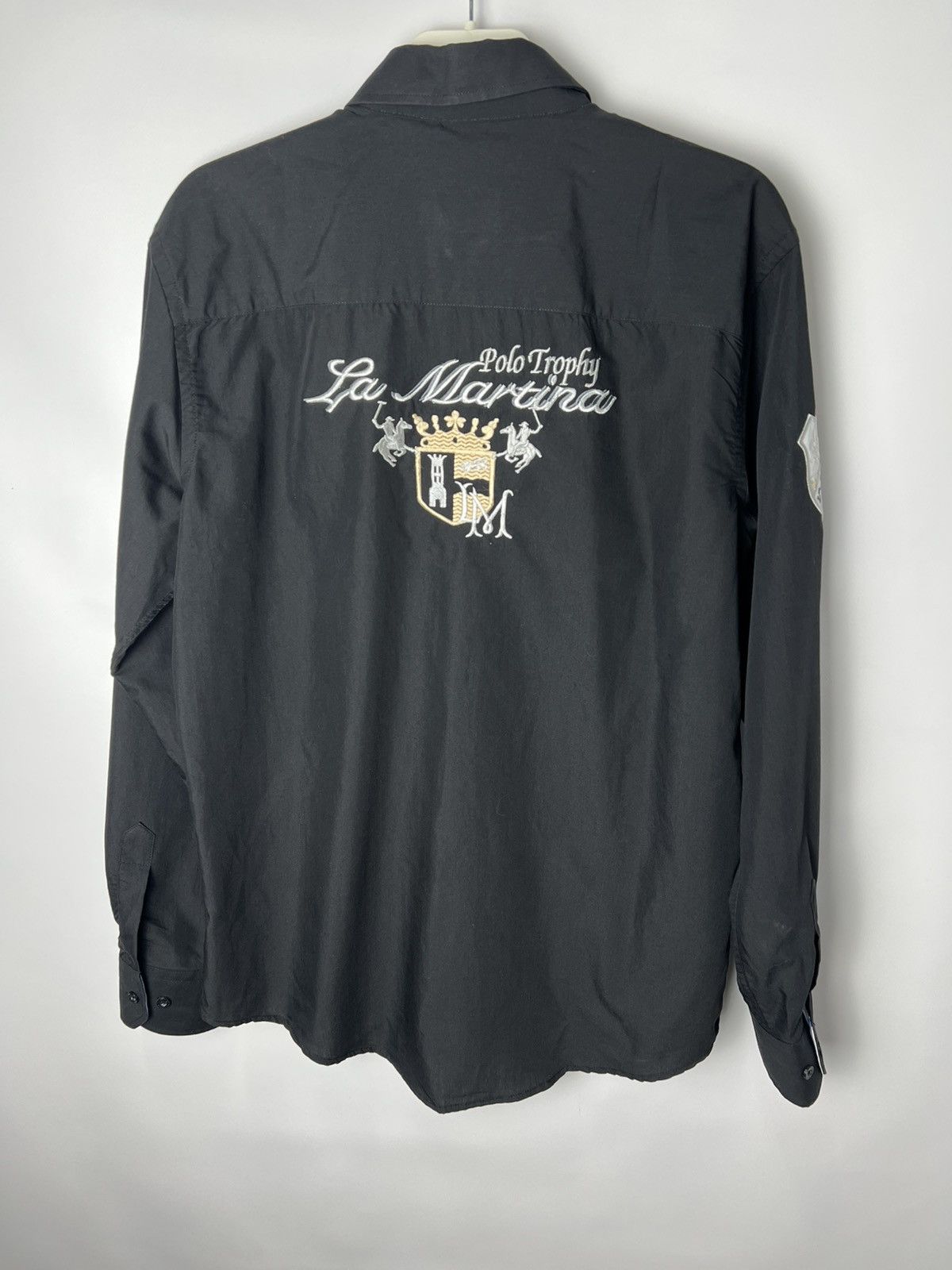 La Martina Vintage Streetwear La Martina Multi Logo Black Shirt Buton Size US L / EU 52-54 / 3 - 7 Thumbnail