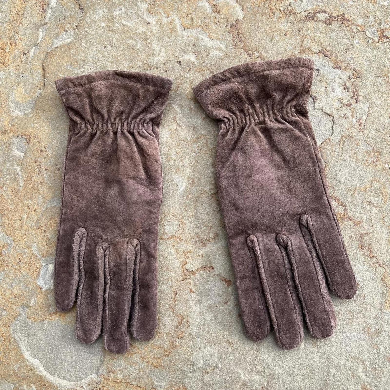 Other Y2K Brown Suede Leather Gloves Size ONE SIZE - 2 Thumbnail