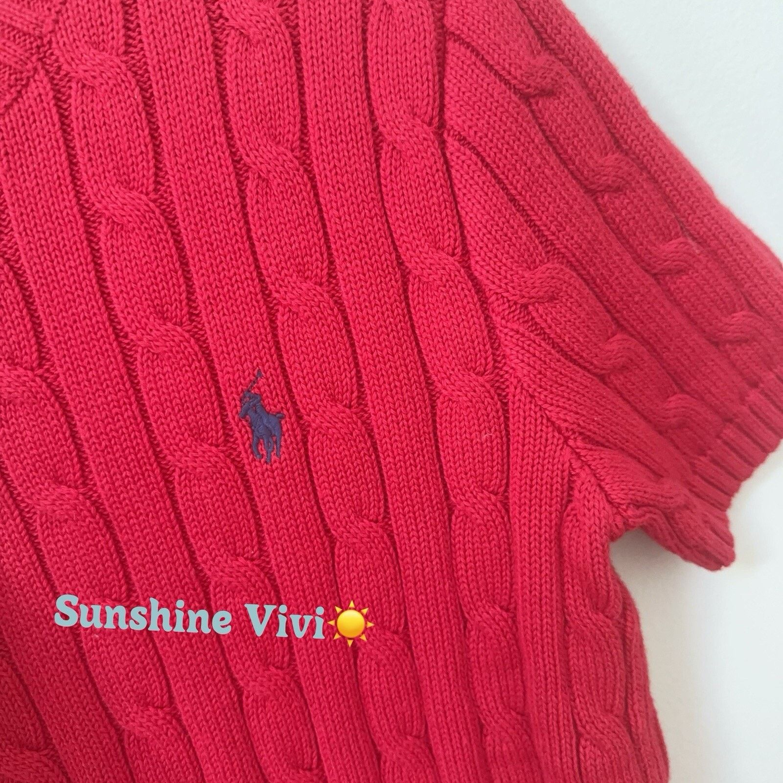 Polo Ralph Lauren NWT Polo Ralph Lauren Women Short Sleeve Sweater Red Small Size S / US 4 / IT 40 - 2 Thumbnail