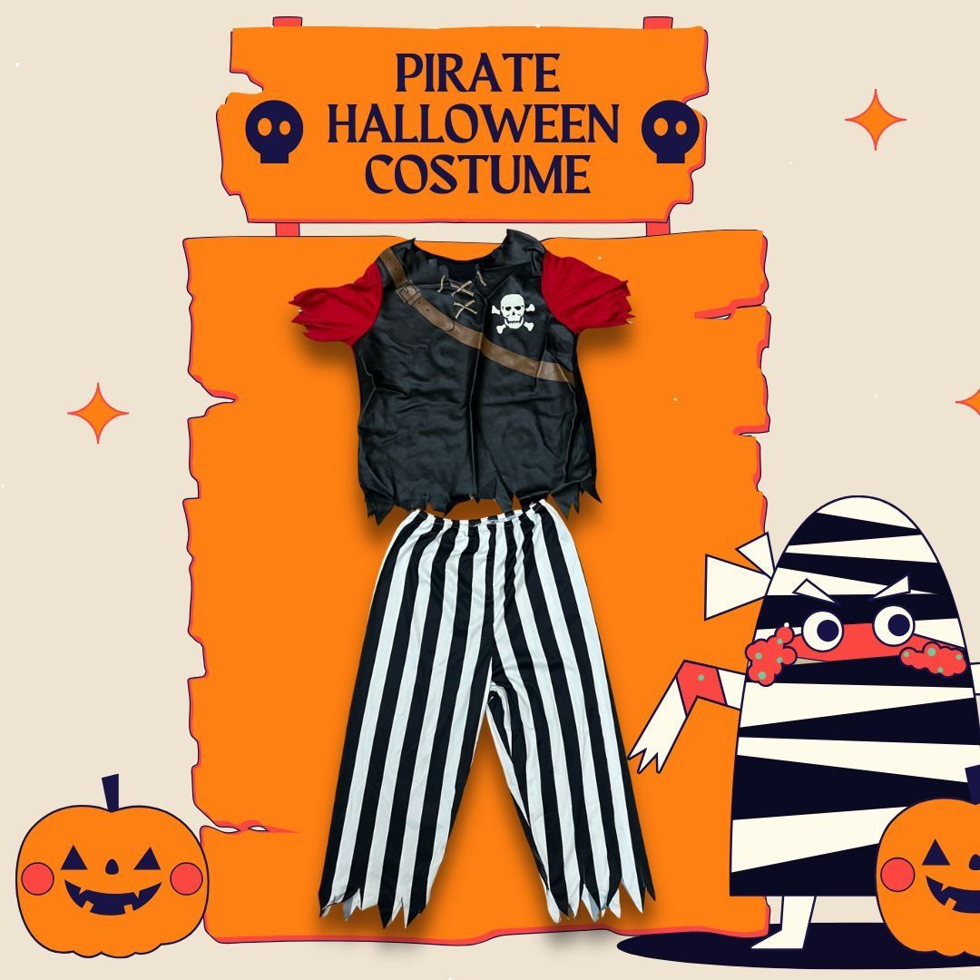 Other Kids Pirate Halloween Costume Set With Skull Top & Striped P Size US M / EU 48-50 / 2 - 1 Thumbnail