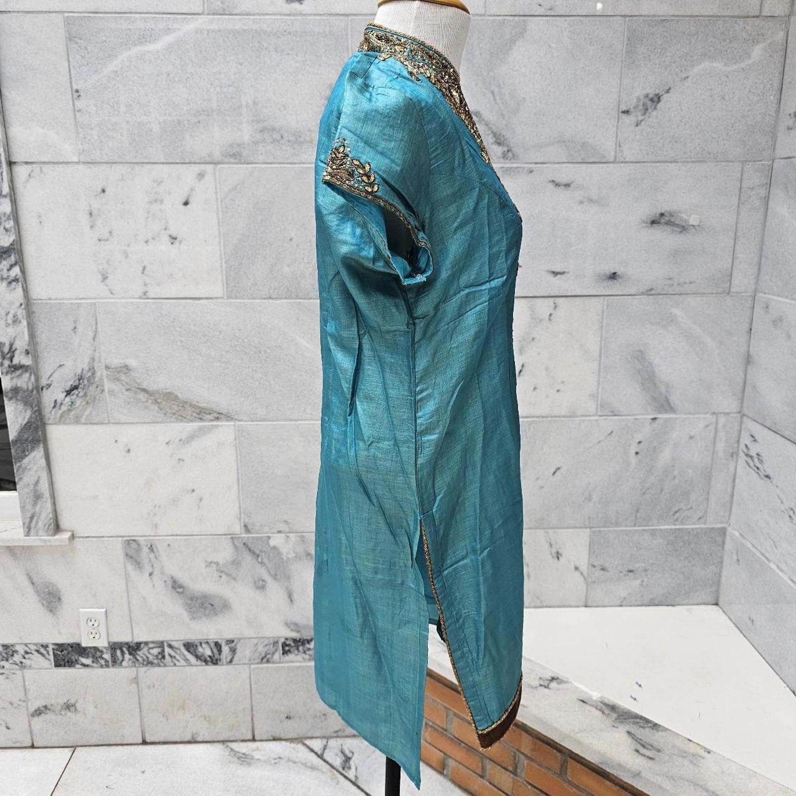 Other Women's Kurta Style Aqua Blue and Gold Dress Size M / US 6-8 / IT 42-44 - 5 Thumbnail