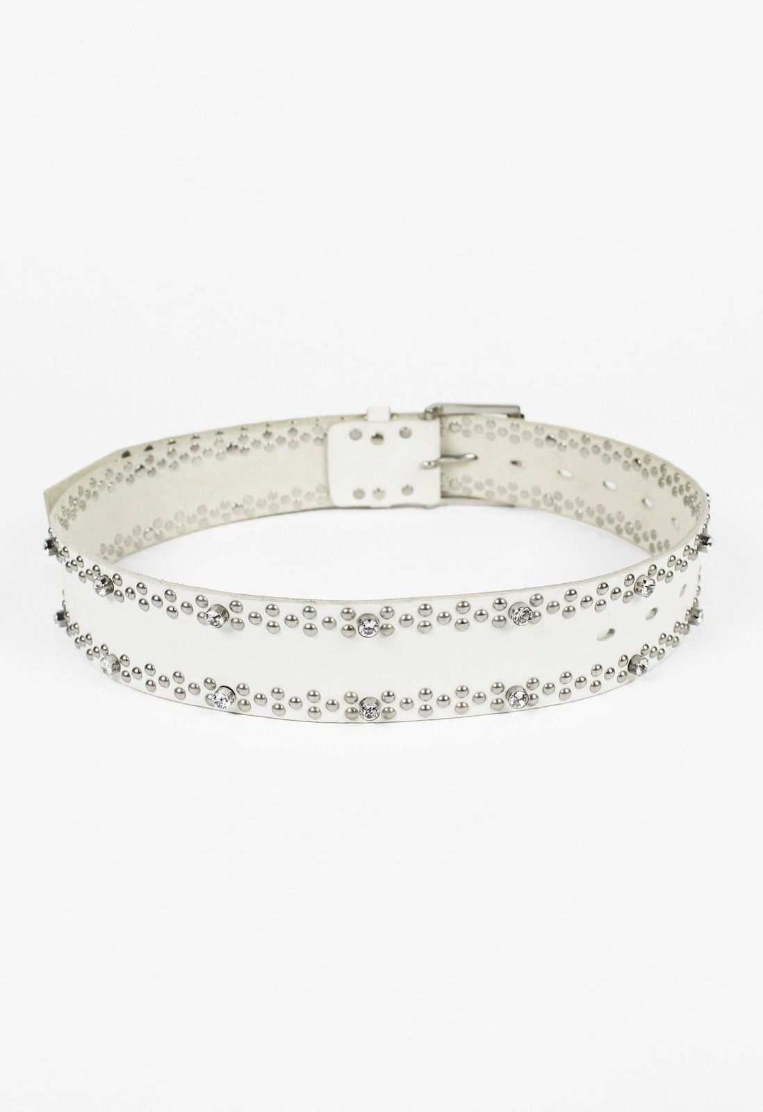 Yohji Yamamoto YOHJI YAMAMOTO Y'S FW 2000 White Diamond Studded Belt Leathe Size ONE SIZE - 4 Thumbnail