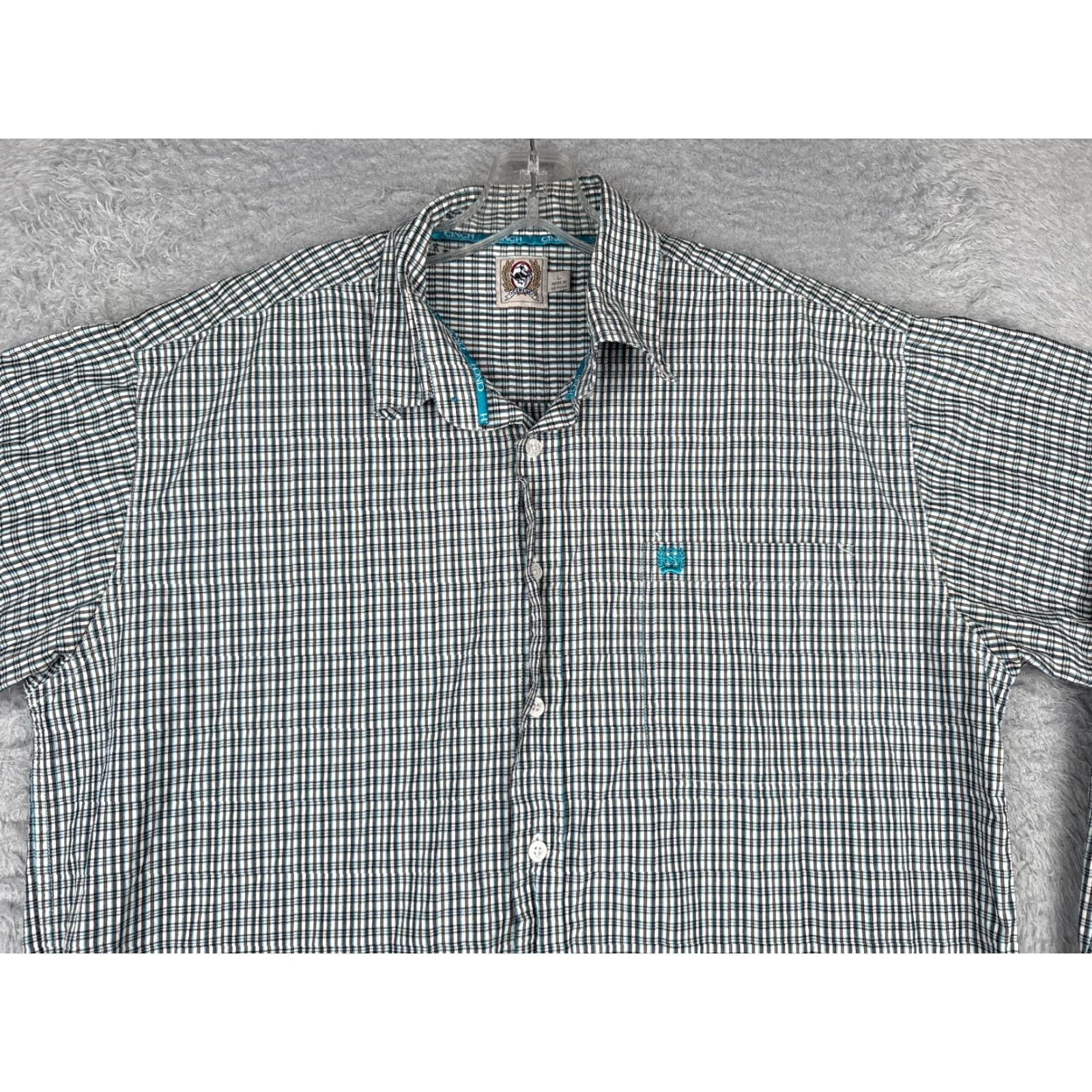 Vintage Cinch Blue White Plaid Flannel Shirt Adult Large Long Sleeve Cotton Casual Workwear Mens Size US L / EU 52-54 / 3 - 4 Thumbnail