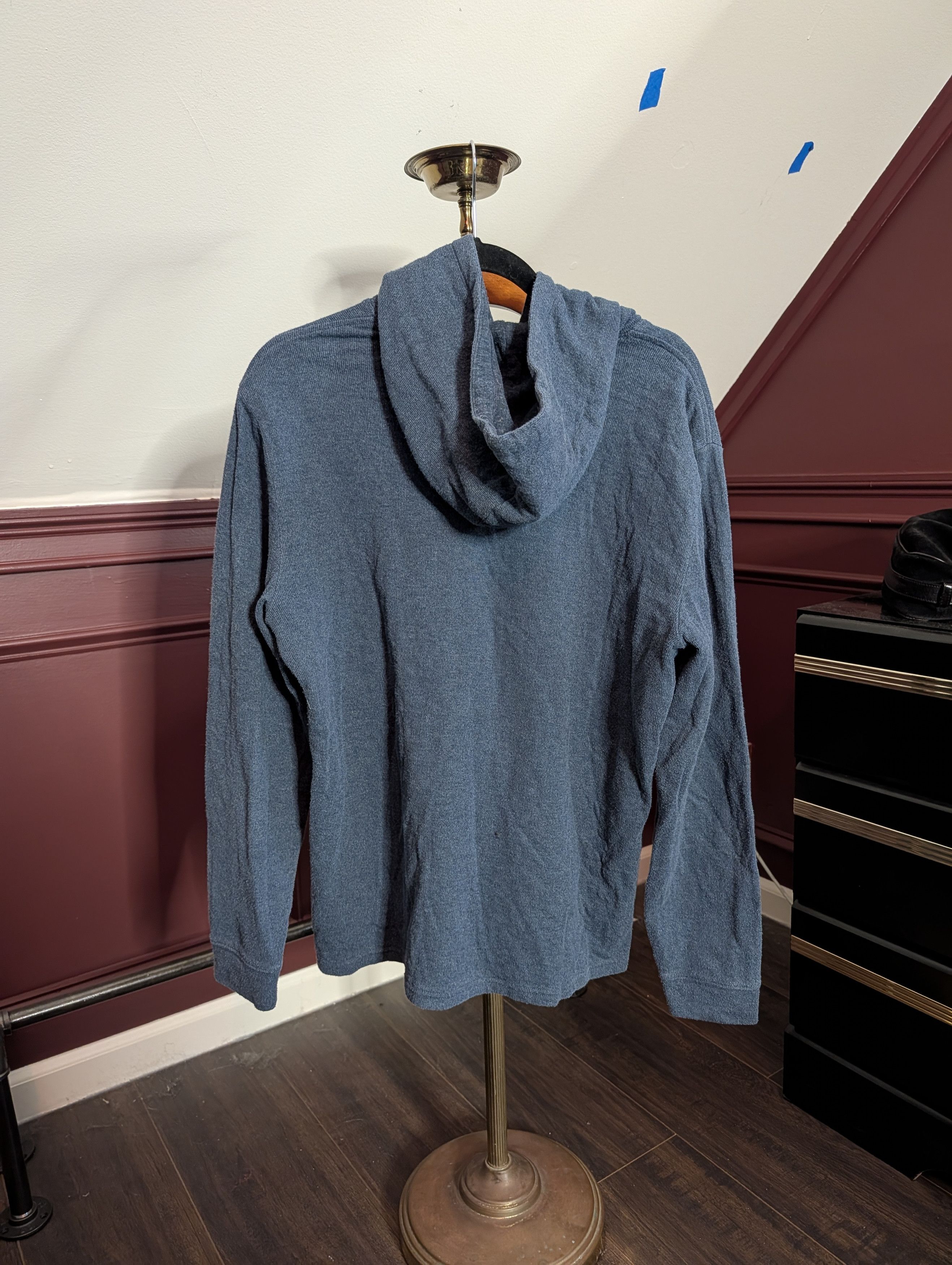 Vince Blue ribbed knit cotton hoodie SOFT w drawstrings Size US L / EU 52-54 / 3 - 9 Thumbnail