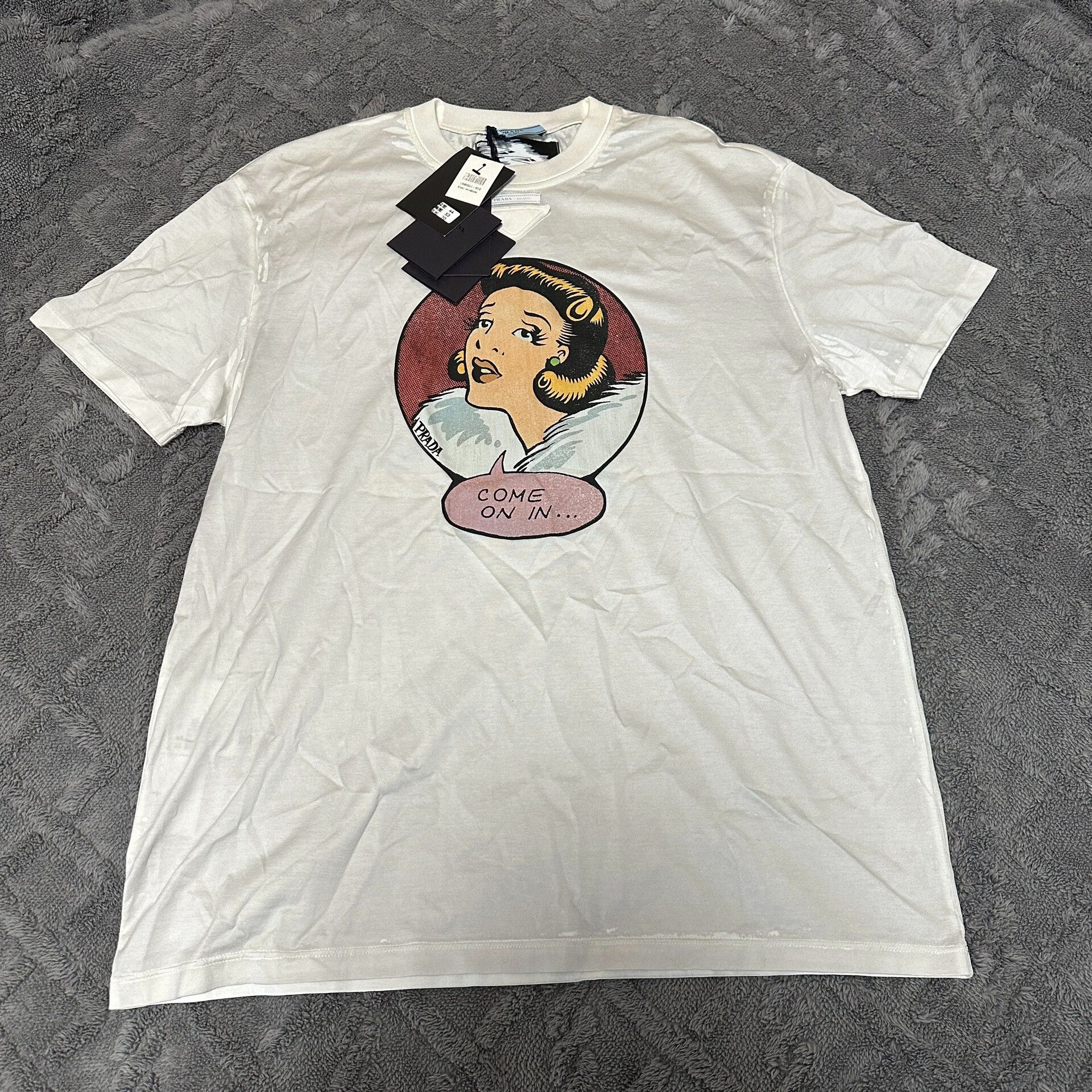 Prada Prada Cartoon Graphic Short Sleeve Shirt Size M / US 6-8 / IT 42-44 - 1 Thumbnail