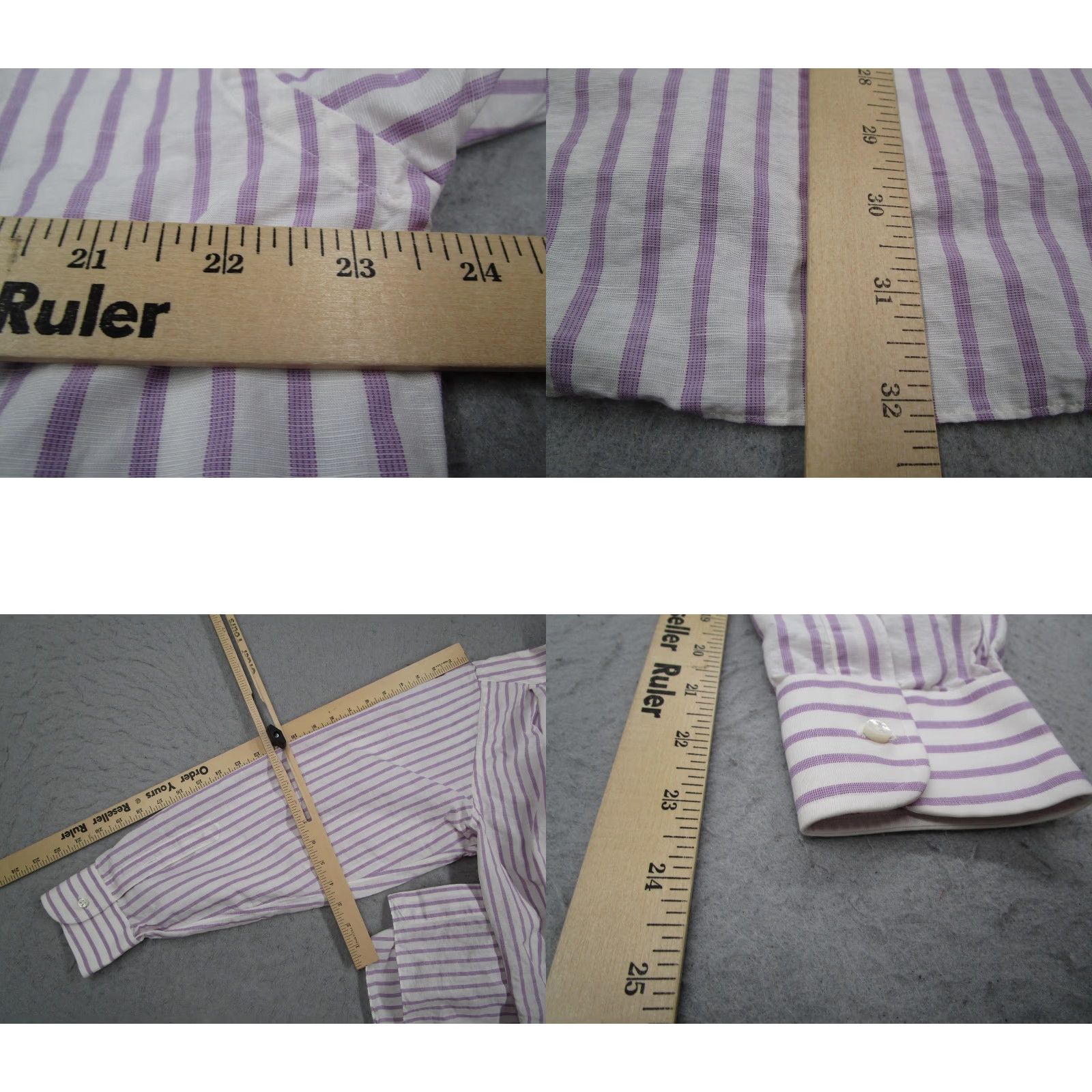 Vintage VINTAGE Lorenzini Dress Shirt Mens 42 White Purple Stripe Made in Italy Classic Fit Long Sleeve Neiman Marcus Size 42R - 8 Thumbnail