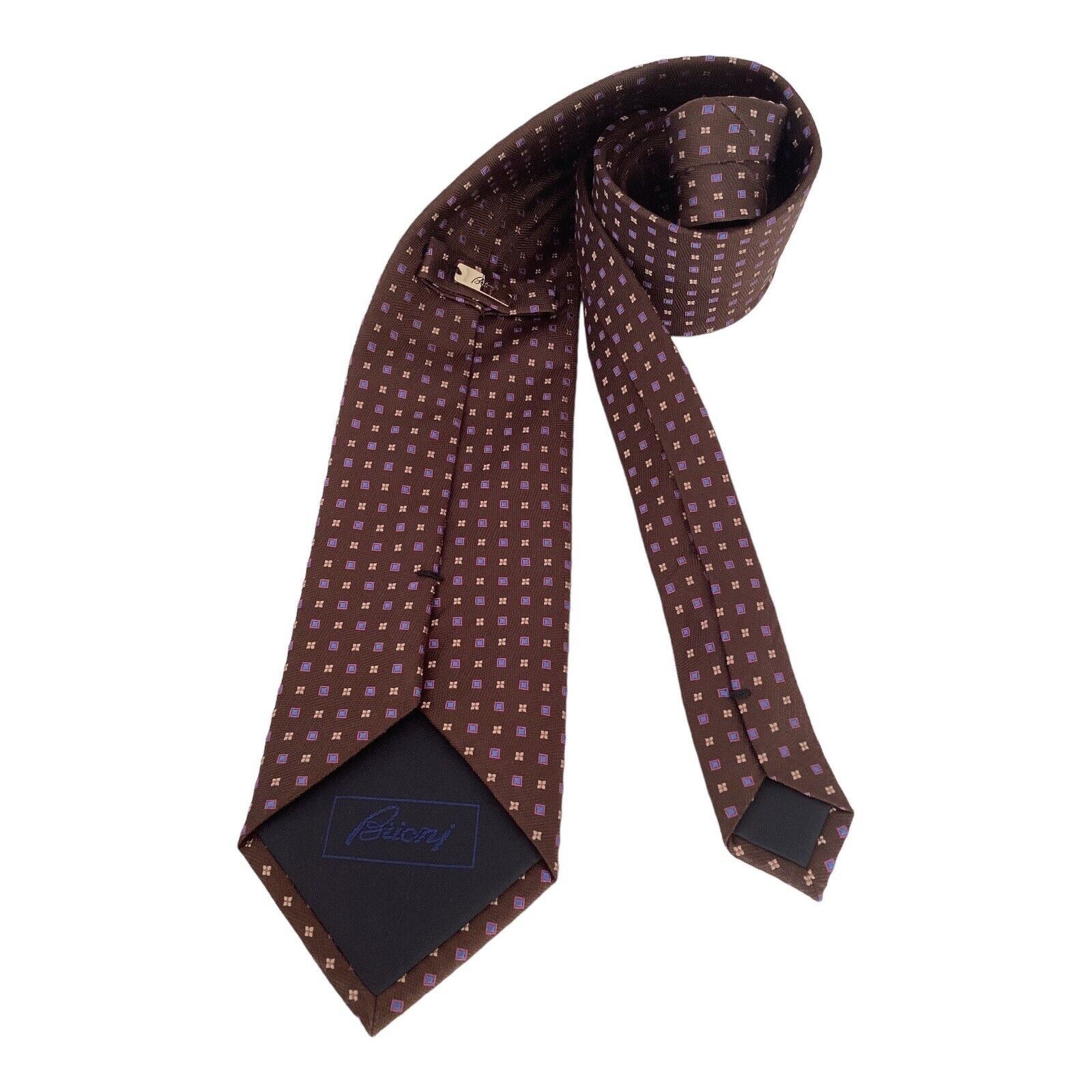 Brioni BRIONI Brown Geometric Luxury Designer Silk Tie Made In Ital Size ONE SIZE - 2 Thumbnail