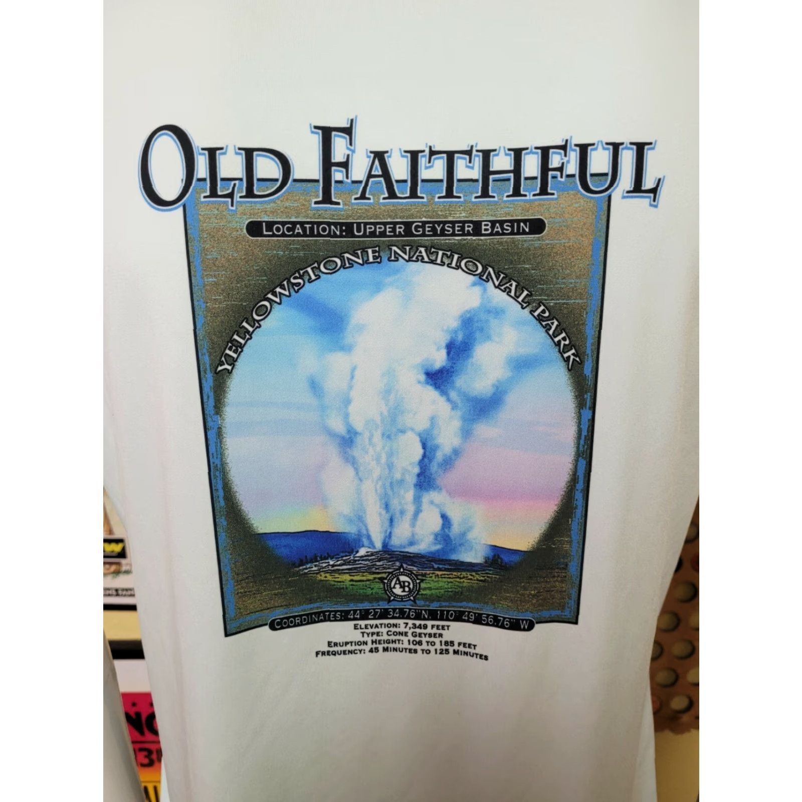 Vintage Womens T-Shirt XL AB Yellow Stone Performance Old Faithful USA Blue Polyester Logo Casual Geyser 90s/Stats? Size XL / US 12-14 / IT 48-50 - 4 Thumbnail