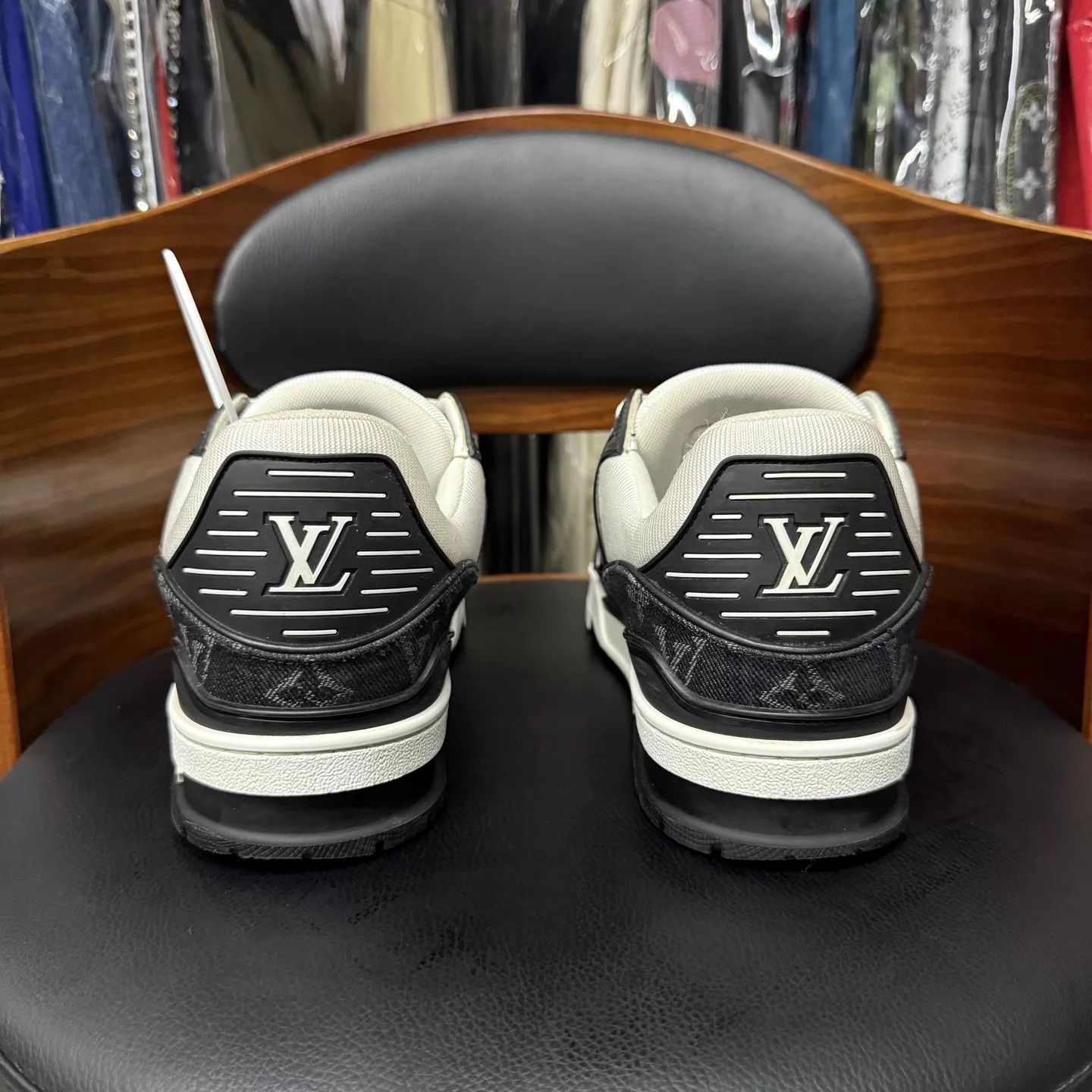 Louis Vuitton LV Trainer Black & White Denim 7/41 GUC Size US 8 / EU 41 - 3 Thumbnail