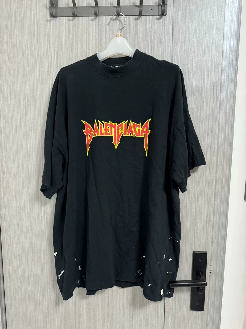 Balenciaga Balenciaga size 2 Flame lightning splashing ink short sleev Size US S / EU 44-46 / 1 - 1 Thumbnail