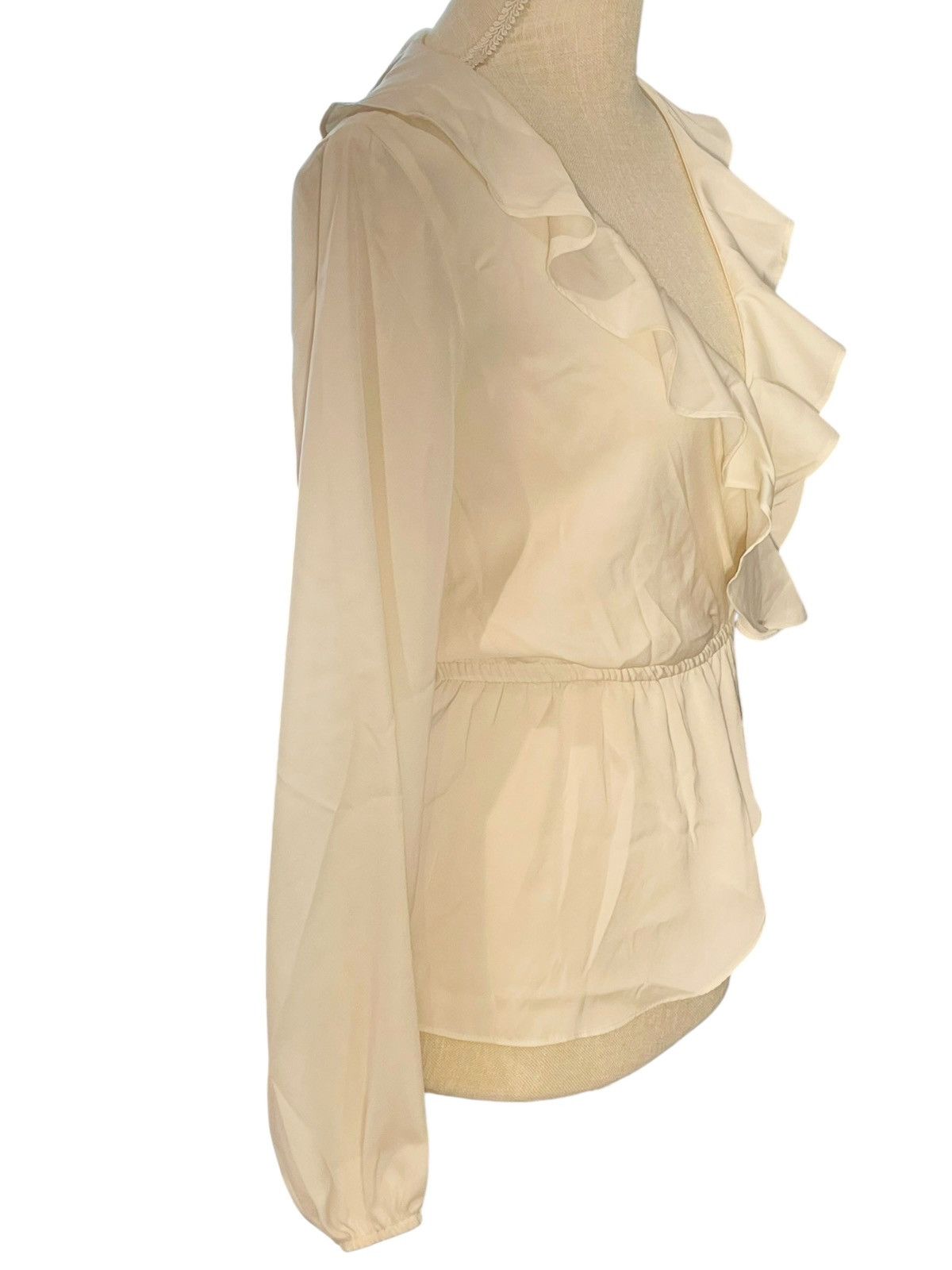 Other Max Studio NWT Ivory Shear Ruffle Wrap Blouse US Size Small Size S / US 4 / IT 40 - 2 Thumbnail