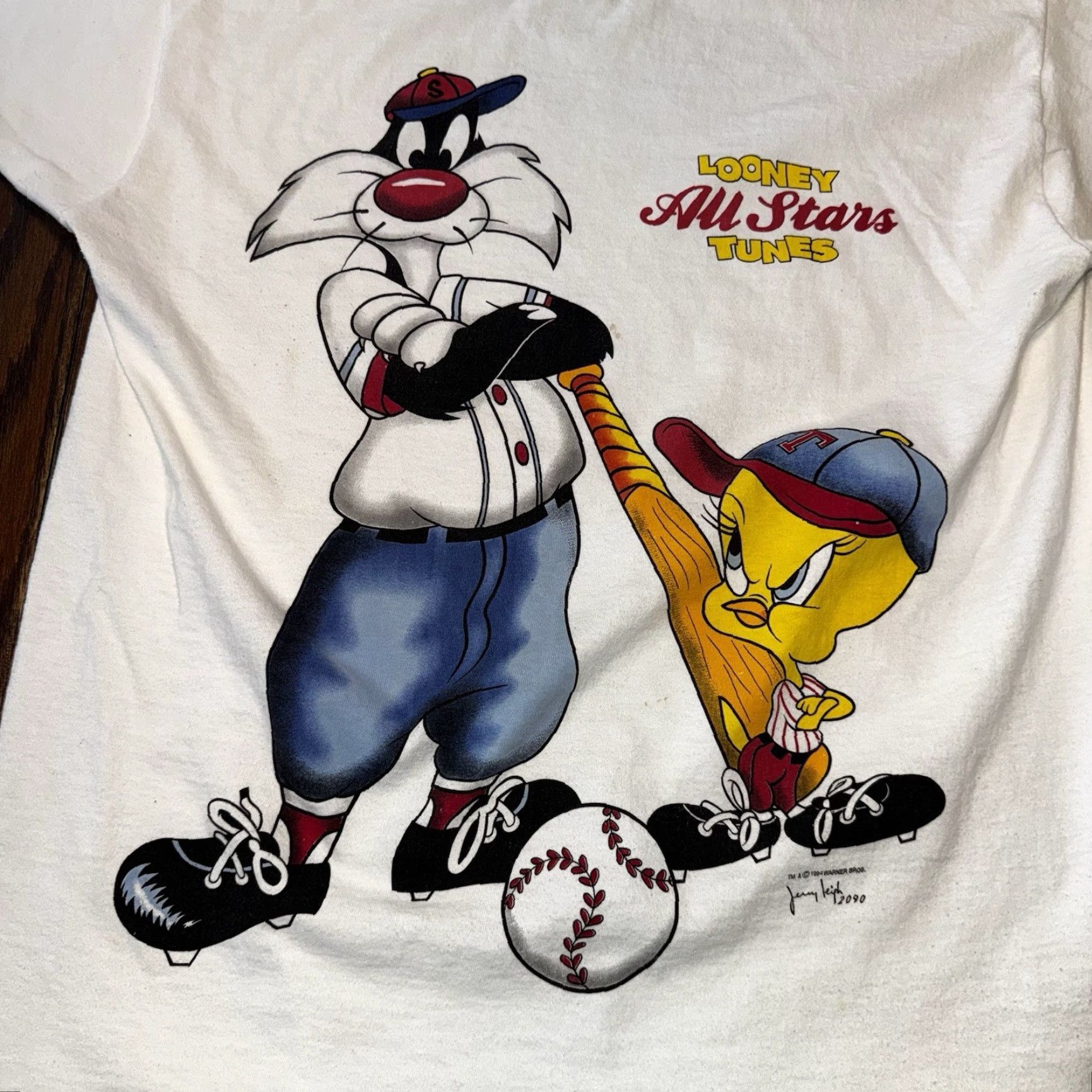 Vintage VINTAGE Looney Tunes Shirt XL White 90s Baseball All Stars Sylvester Tweety Batter Size US XL / EU 56 / 4 - 2 Thumbnail