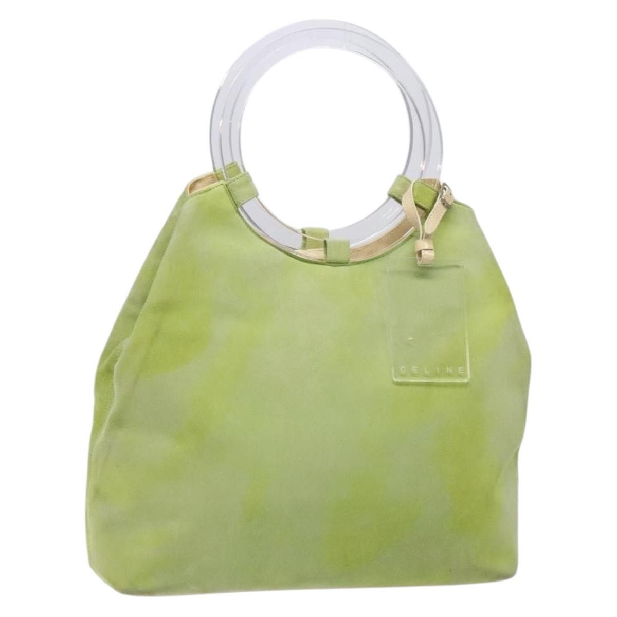 Celine CELINE Hand Bag Suede Silver Light Green Size ONE SIZE - 1 Thumbnail