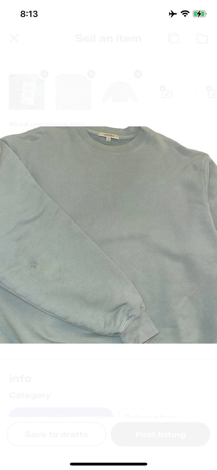 Yeezy Season 6 Glacier Crew sz Small Size US S / EU 44-46 / 1 - 1 Thumbnail