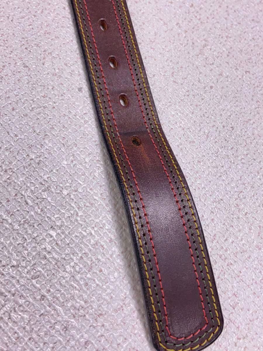 Needles Contrast Stitch Quick Release Buckle Leather Belt Size ONE SIZE - 6 Thumbnail