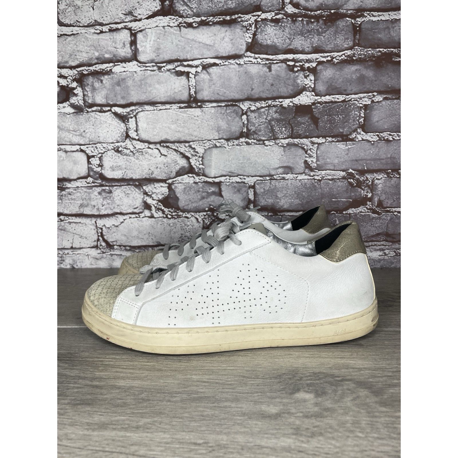 P448 P448 John Kale Bia White Leather Grey Lace Up Casual Sneaker Size US 11 / IT 41 - 1 Thumbnail