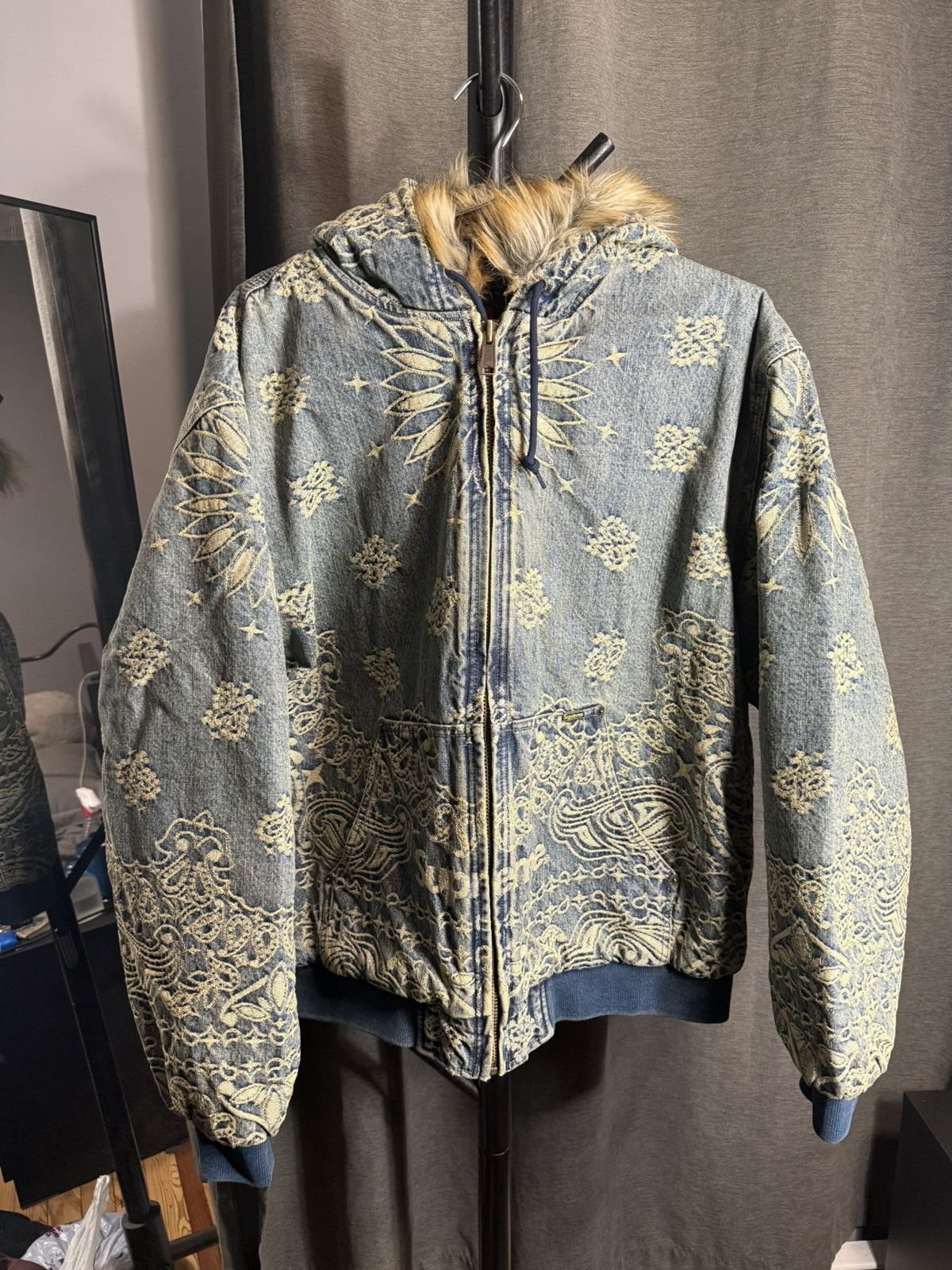 ジャケット・アウター Supreme Bandana Jacquard Denim Jacket L Supreme Bandana Jacquard Denim Hooded Work Jacket Size Large