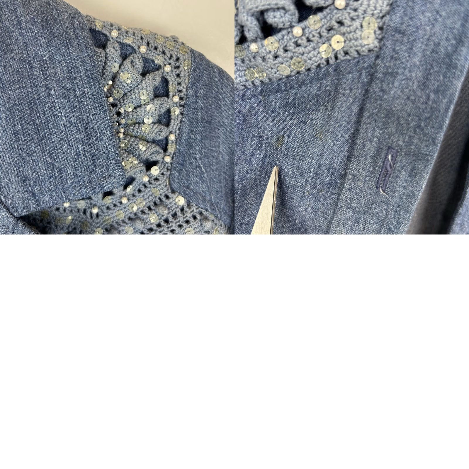 Vintage VINTAGE LIM'S Denim Shirt Button-Up Womens L Embroidered Cats Cottagecore Size L / US 10 / IT 46 - 8 Thumbnail