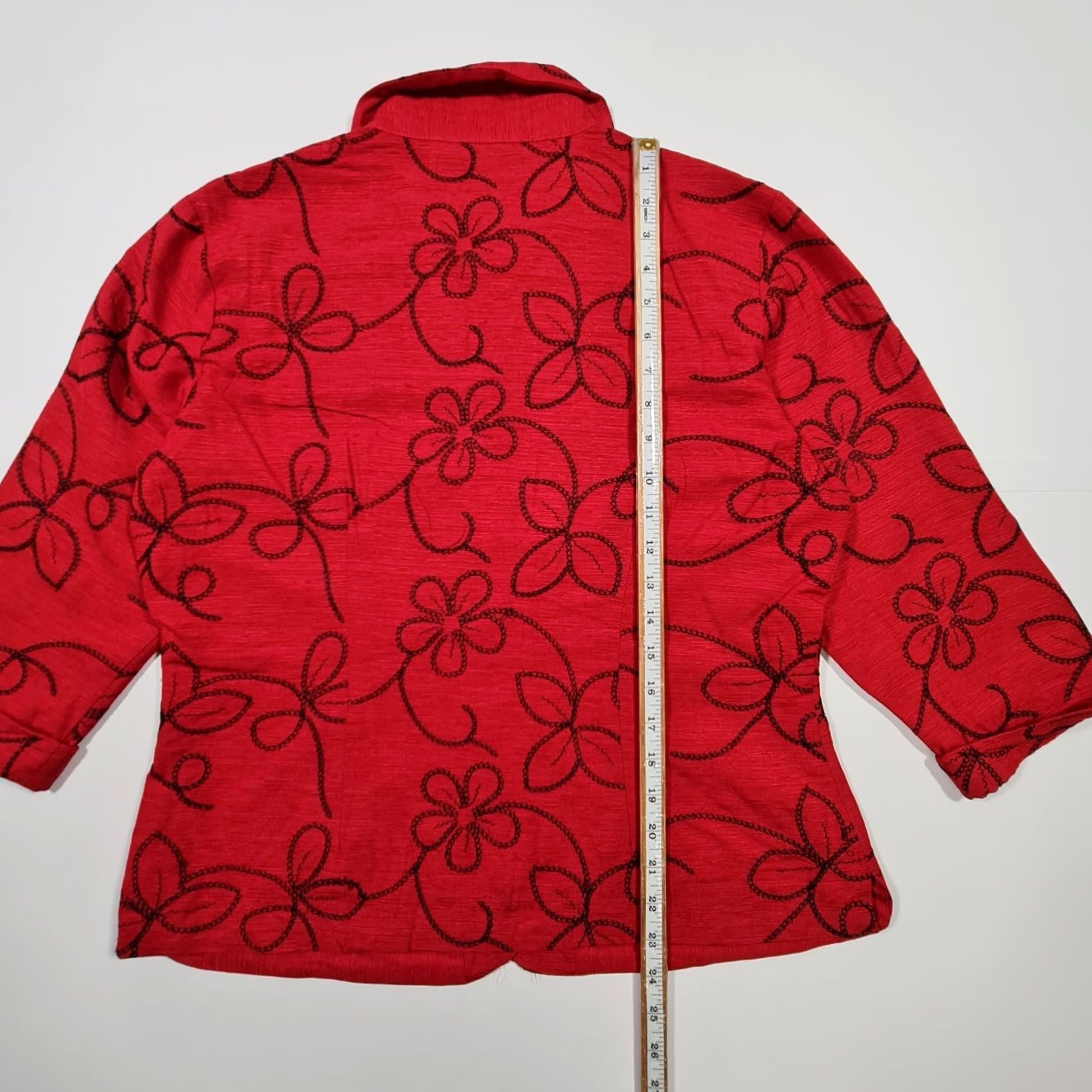 Vintage Silkland Womens Red Silk Floral Pattern Button Up Shirt XL Long Sleeves Size XL / US 12-14 / IT 48-50 - 6 Thumbnail