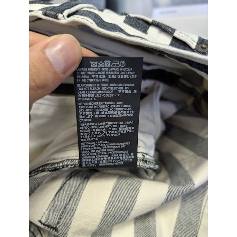 Saint Laurent Paris o1rshd1 Fold Bespoke Stripe Straight Denim Jeans Black/White Size US 30 / EU 46 - 21 Thumbnail