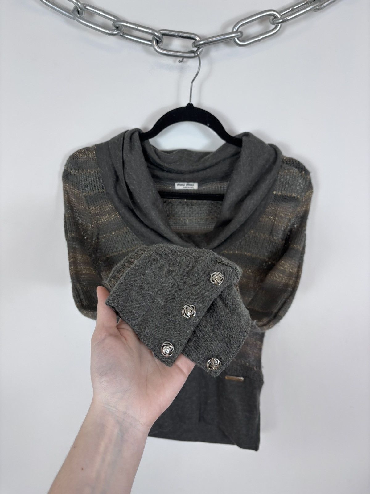 Miu Miu Miu Miu 2000s Women’s Y2K Wool Silk Mesh Turtleneck Sweater Size S / US 4 / IT 40 - 7 Thumbnail