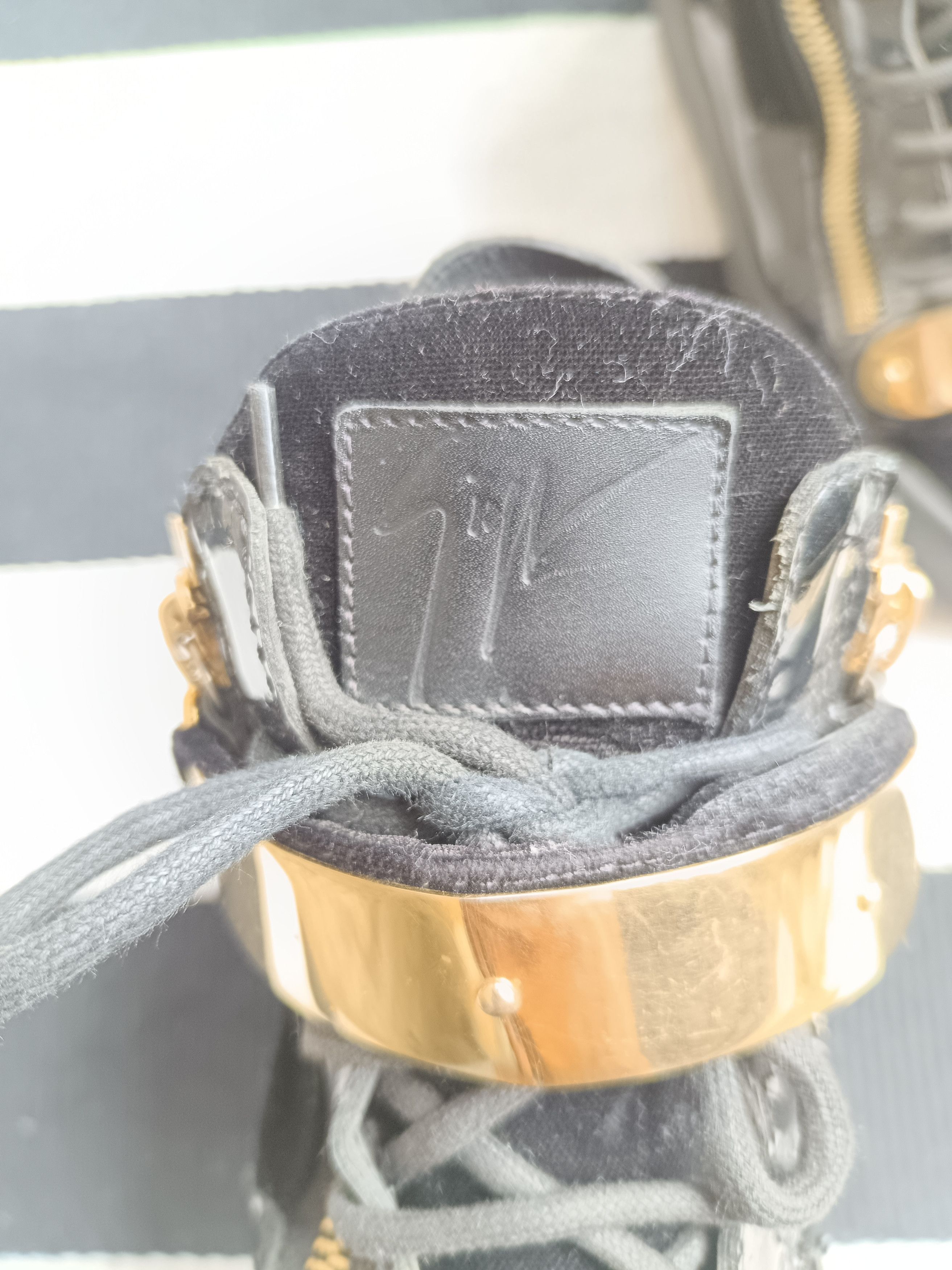 Giuseppe Zanotti Giuseppe Zanotti Gold Strap Velvet High Top Sneakers Size US 8.5 / EU 41-42 - 5 Thumbnail