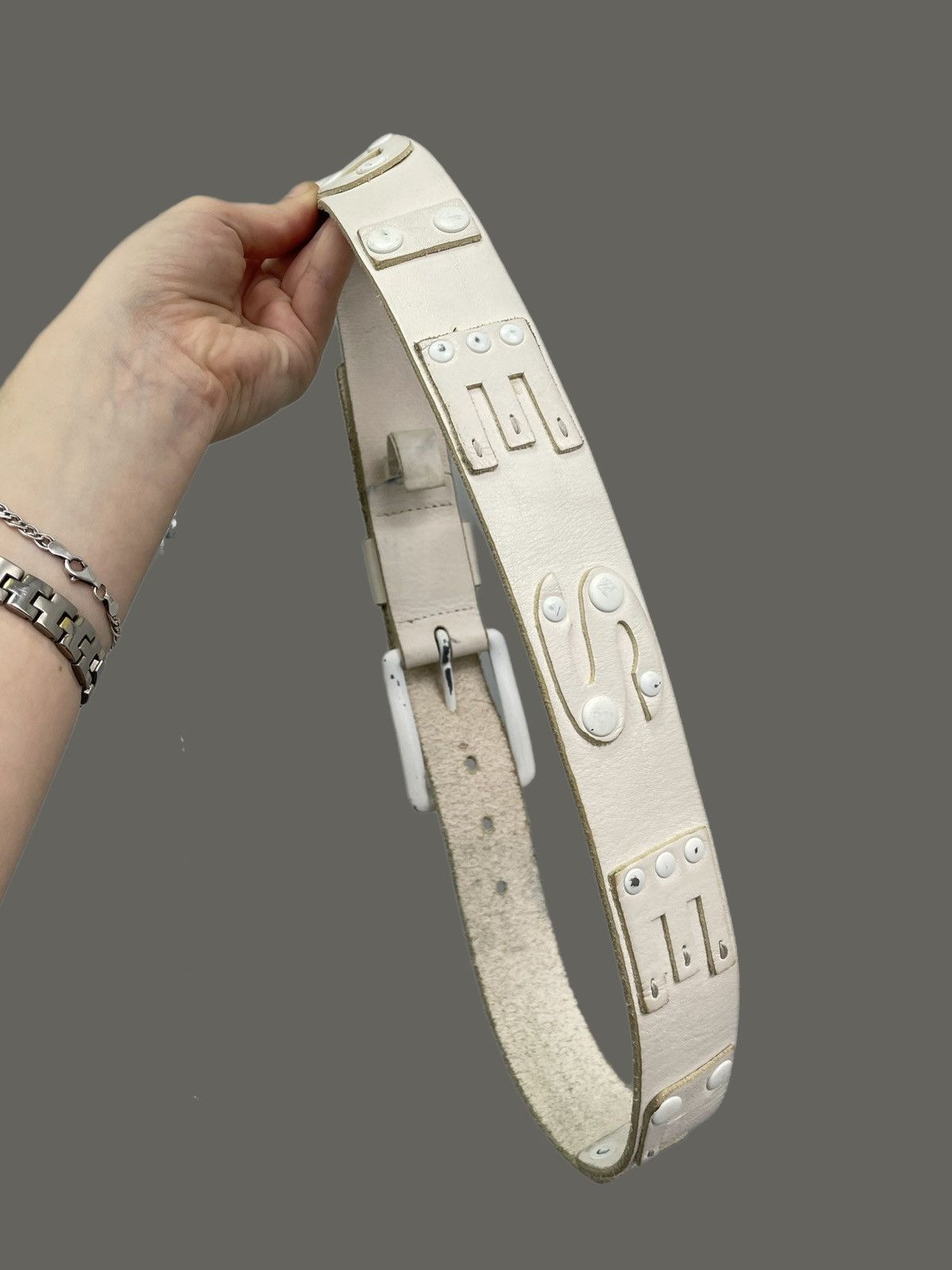 Diesel Diesel white leather belt Y2K big logo industrial style 90s Size ONE SIZE - 11 Thumbnail