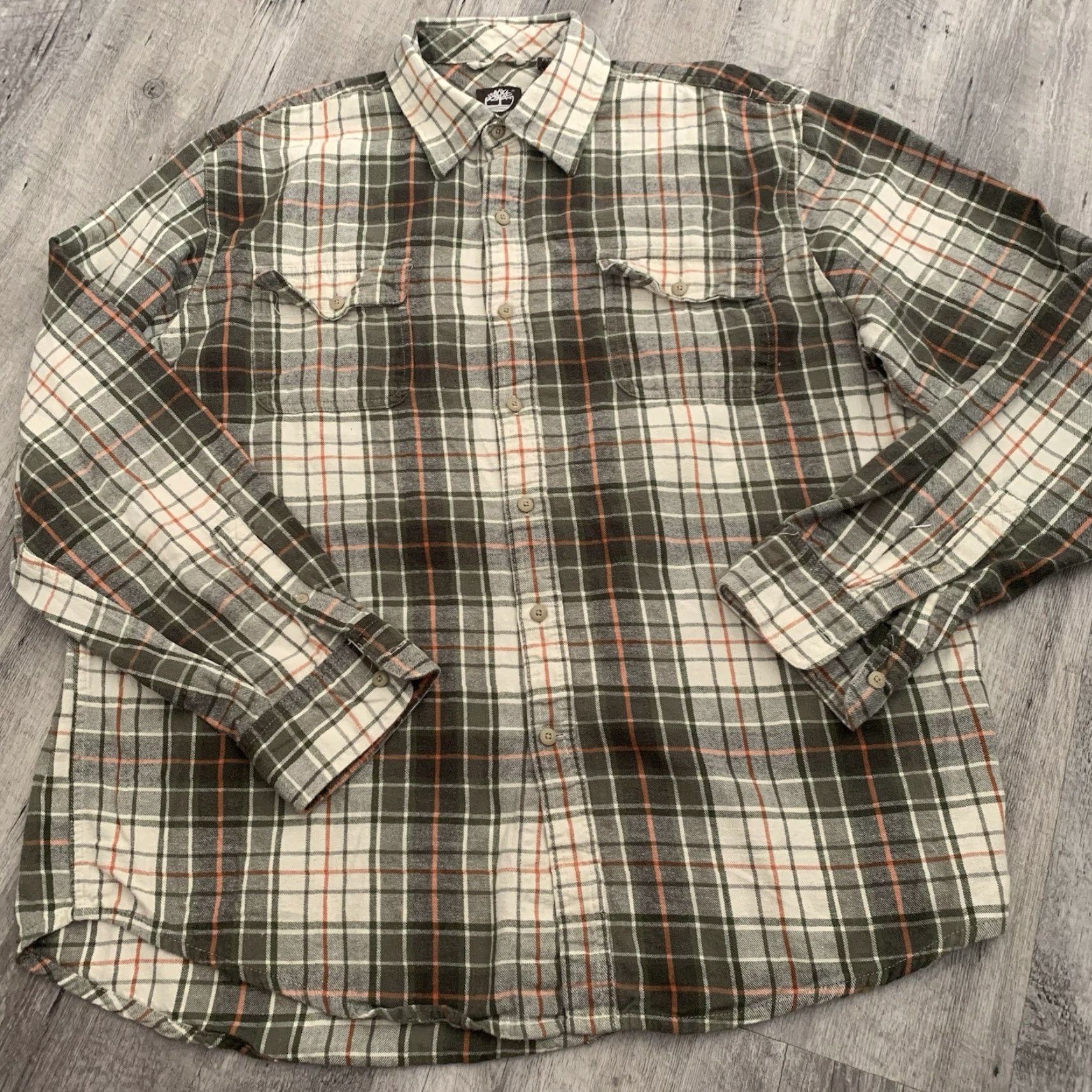 Timberland TIMBERLAND Shirt Mens XL Green Plaid Flannel 100% Cotton Button-Up Pockets Logo Casual Size US XL / EU 56 / 4 - 3 Thumbnail