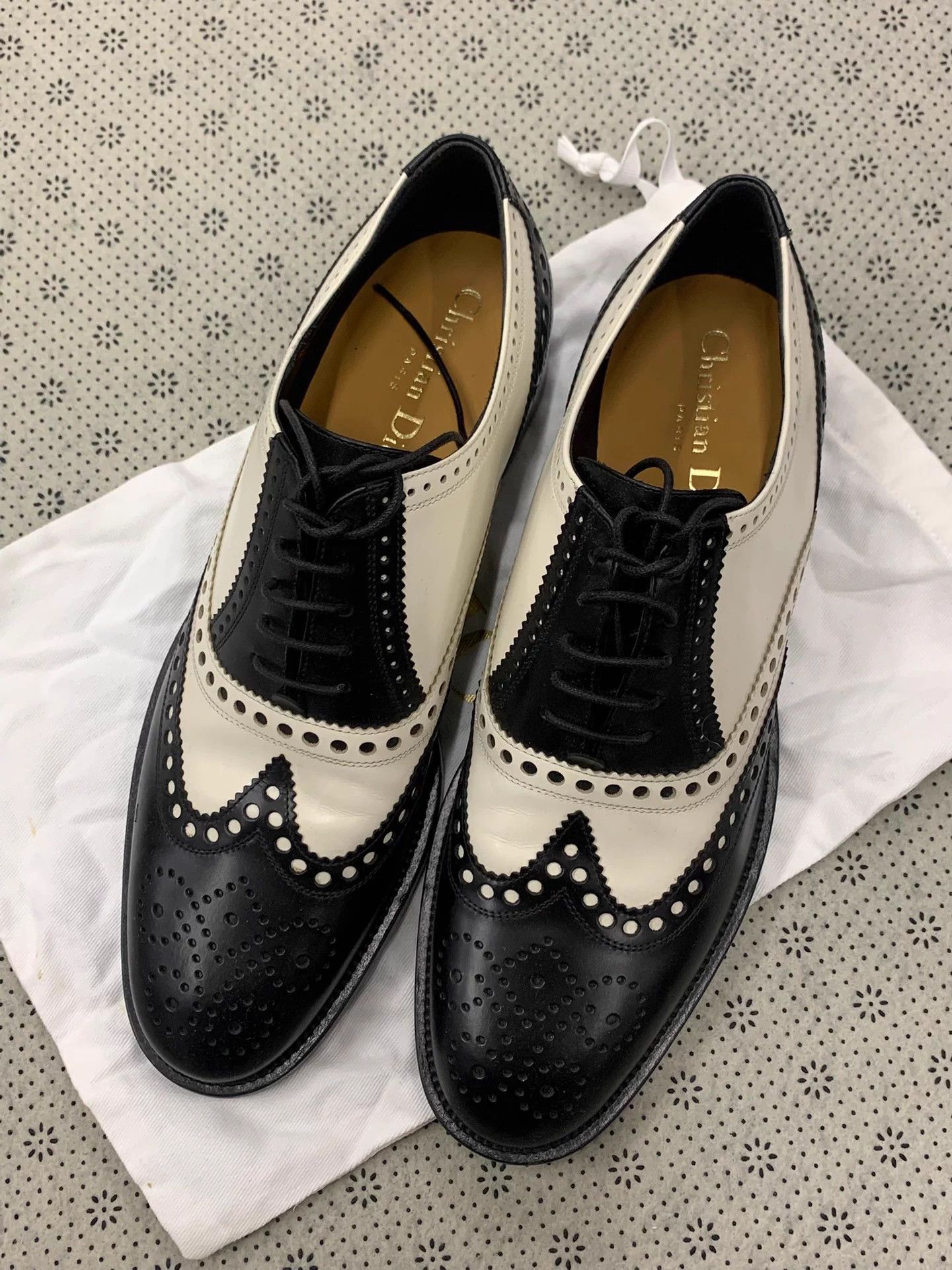 Dior Dior Black & White Perforated Leather Shoes 37.5 Size US 6.5 / IT 36.5 - 1 Thumbnail