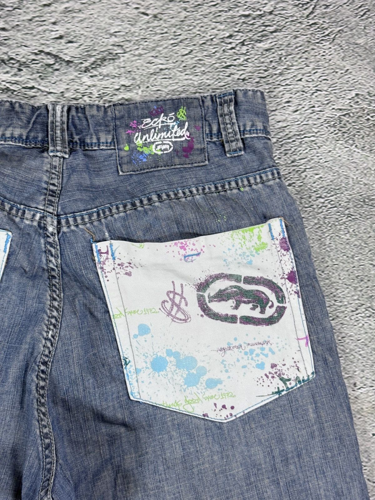 Ecko Unltd. Ecko Baggy Painted hip-hop jeans denim pants Y2K Size US 32 / EU 48 - 4 Thumbnail