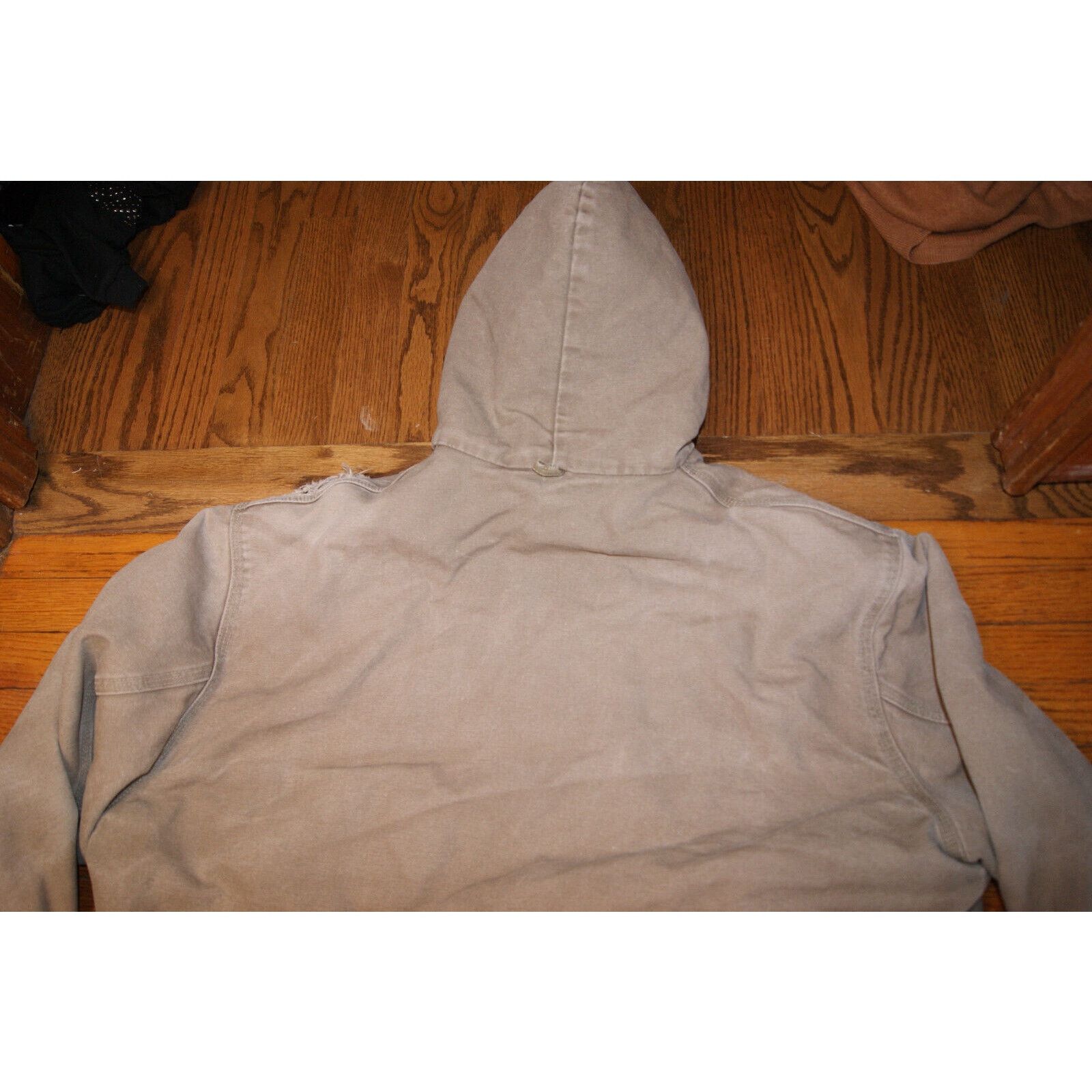 Carhartt VTG Carhartt Hooded Fleece Lined Canvas Coat XL Distress USA Size US XL / EU 56 / 4 - 4 Thumbnail