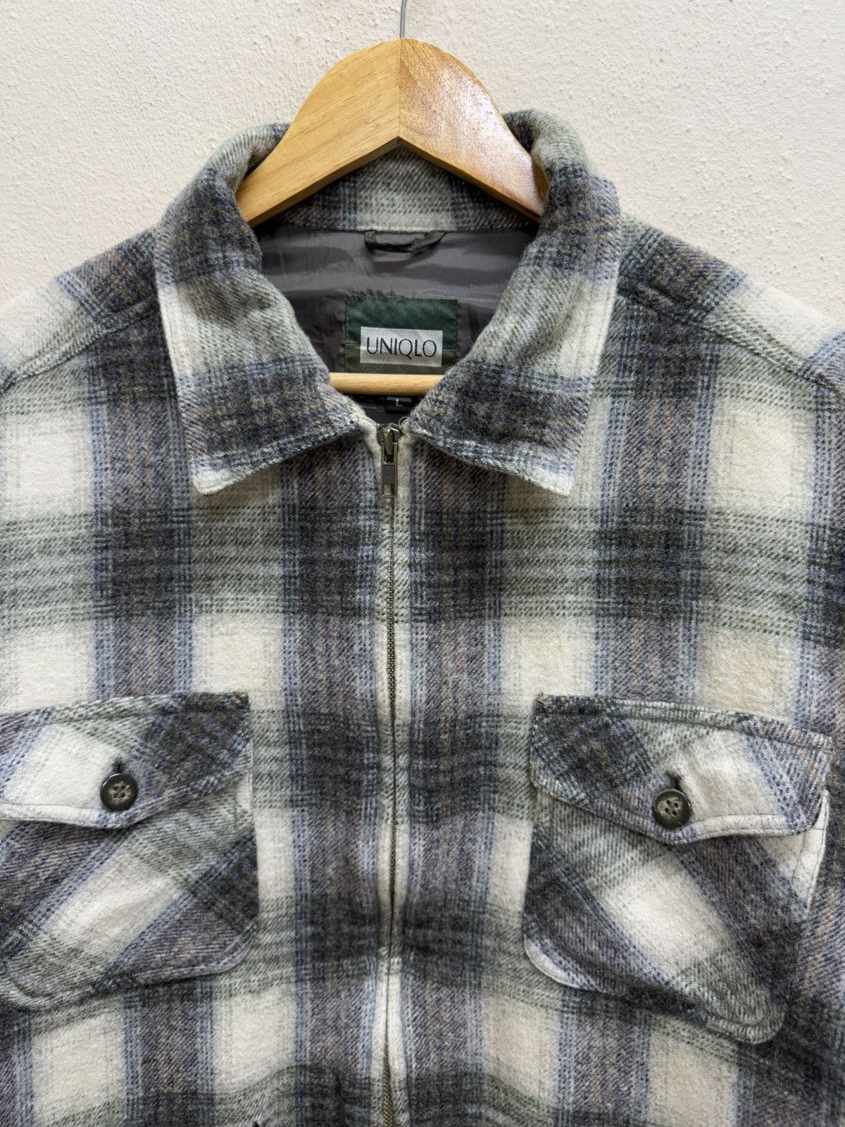 Japanese Brand × Uniqlo × Vintage Vintage 90s Uniqlo Plaid Tweed Chekered Flanel Wool Jacket Size US L / EU 52-54 / 3 - 22 Thumbnail