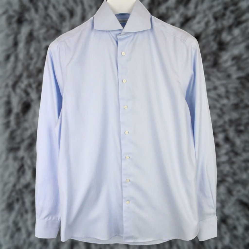 Suitsupply Suitsupply Slim Fit Formal Shirt Blue 37 / 14 1/2 Cutaway Blue Shirt Men Slim Fit Dress Shirt Button-Up Commissioned by Suitsupply Size 36R - 1 Thumbnail
