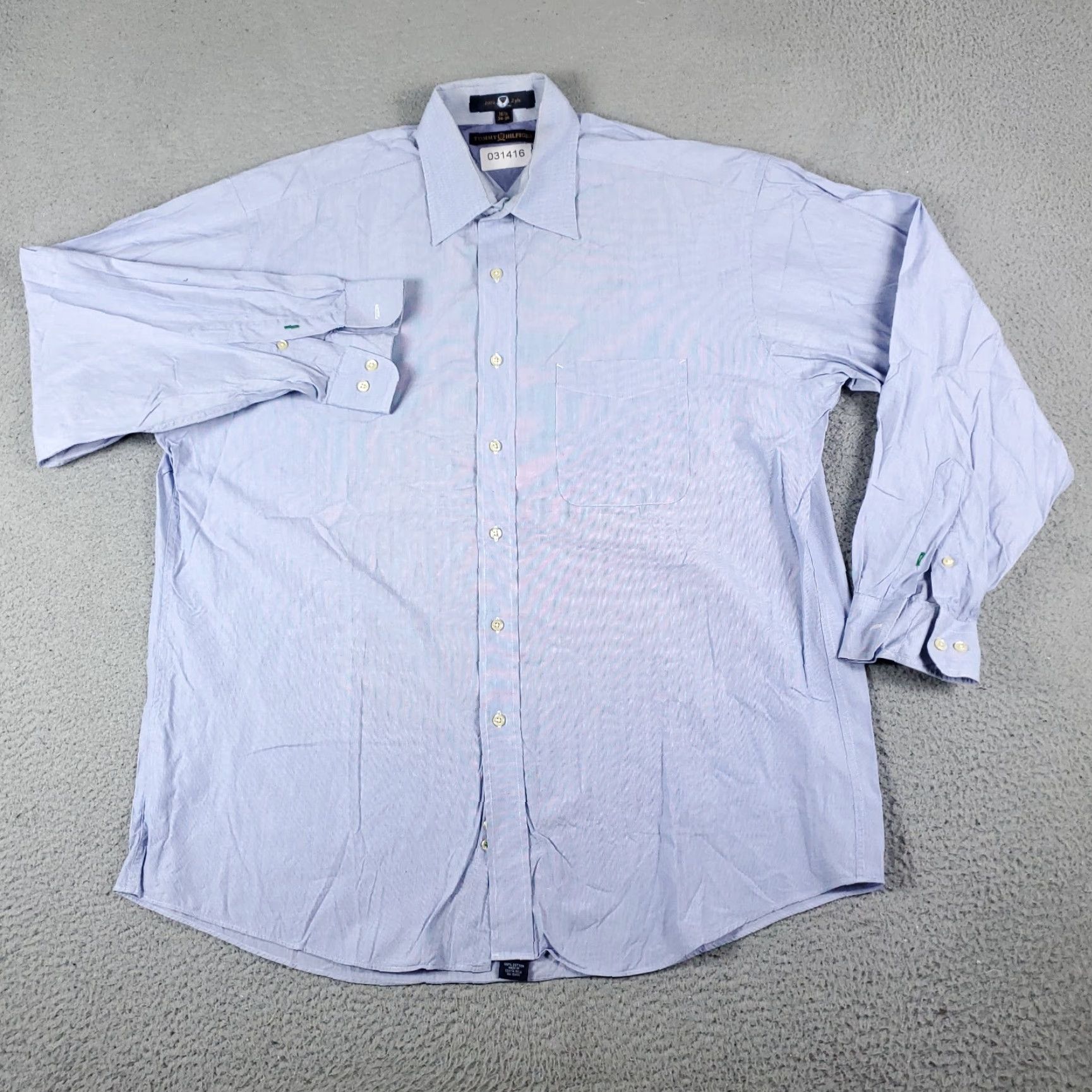 Tommy Hilfiger Tommy Hilfiger Dress Shirt Men 16.5 Blue Long Sleeve Button-Up Collared Mens Size 42R - 2 Thumbnail