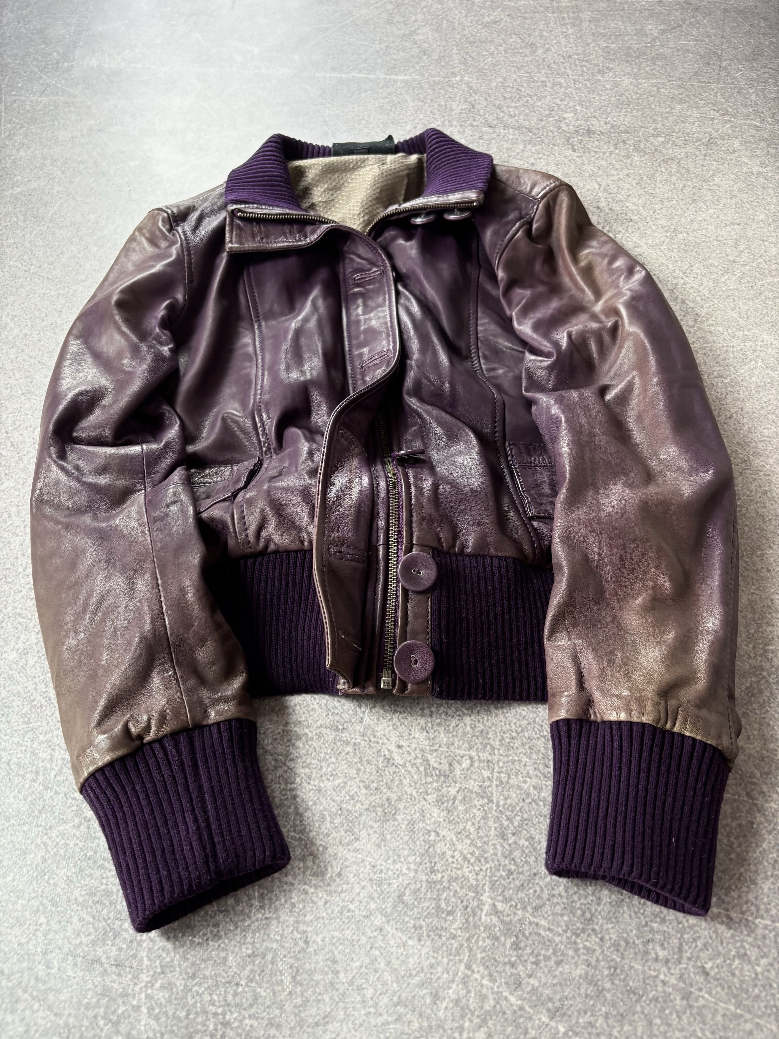 Hedi Slimane Vtg 00s Hedi Slimane Washed Faded Bomber Leather Jacket Size US S / EU 44-46 / 1 - 3 Thumbnail