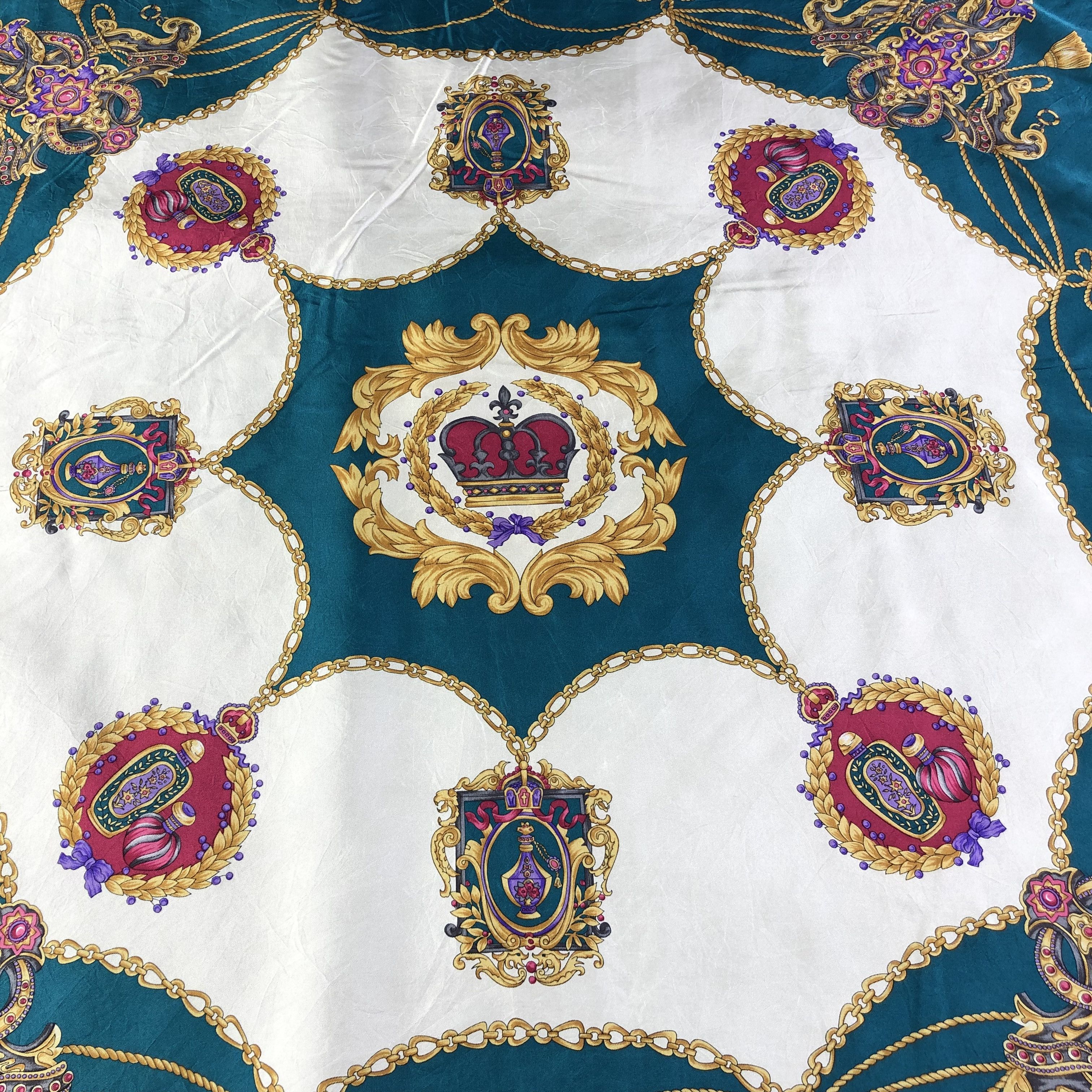 Vintage Vintage Luxury Crown Hand Rolled Silk Scarf M676 Size ONE SIZE - 3 Thumbnail
