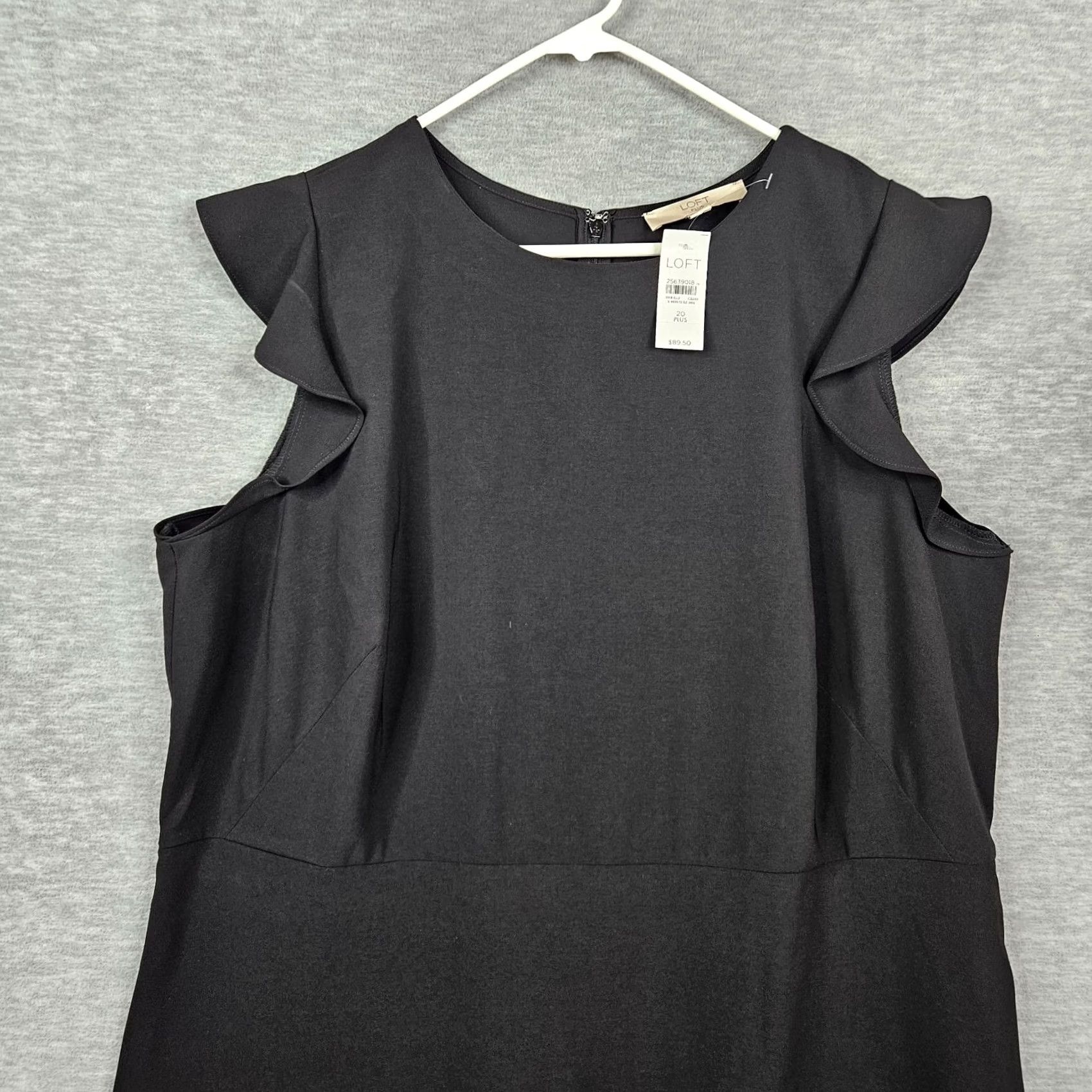 Loft LOFT Plus Black Ruffle Sleeve Fit & Flare Dress Plus Size 20 NEW Size 3XL / US 20-22 - 6 Thumbnail