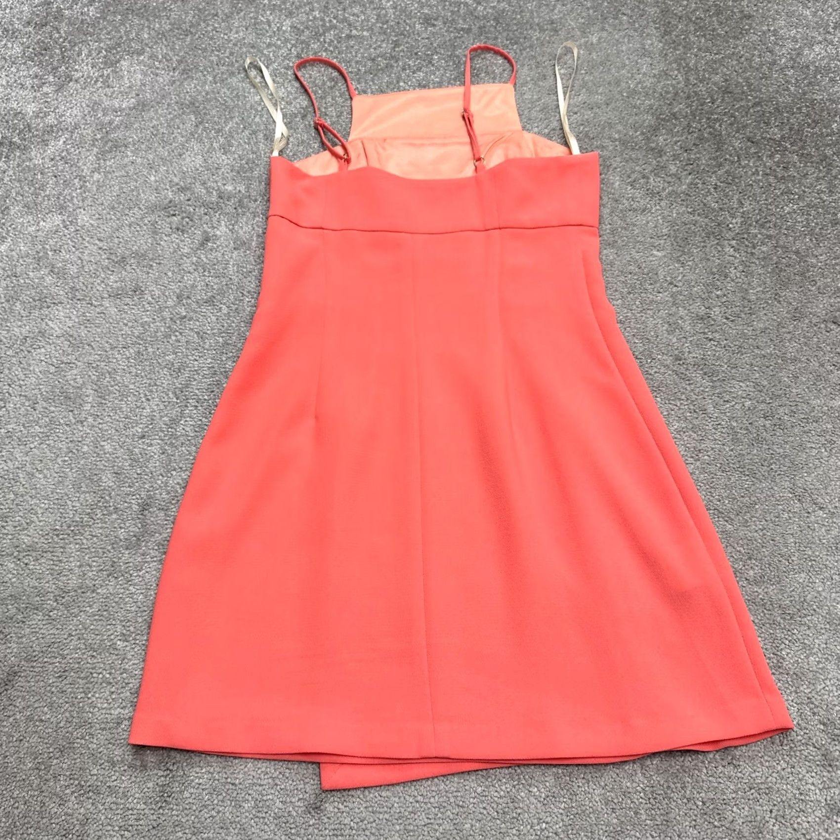 BCBGeneration BCBGeneration Dress Women Mini Peach Square Neck Sleeveless 4 Asymmetric Strappy Sleeve Orange Pattern Solid Size S / US 4 / IT 40 - 2 Thumbnail