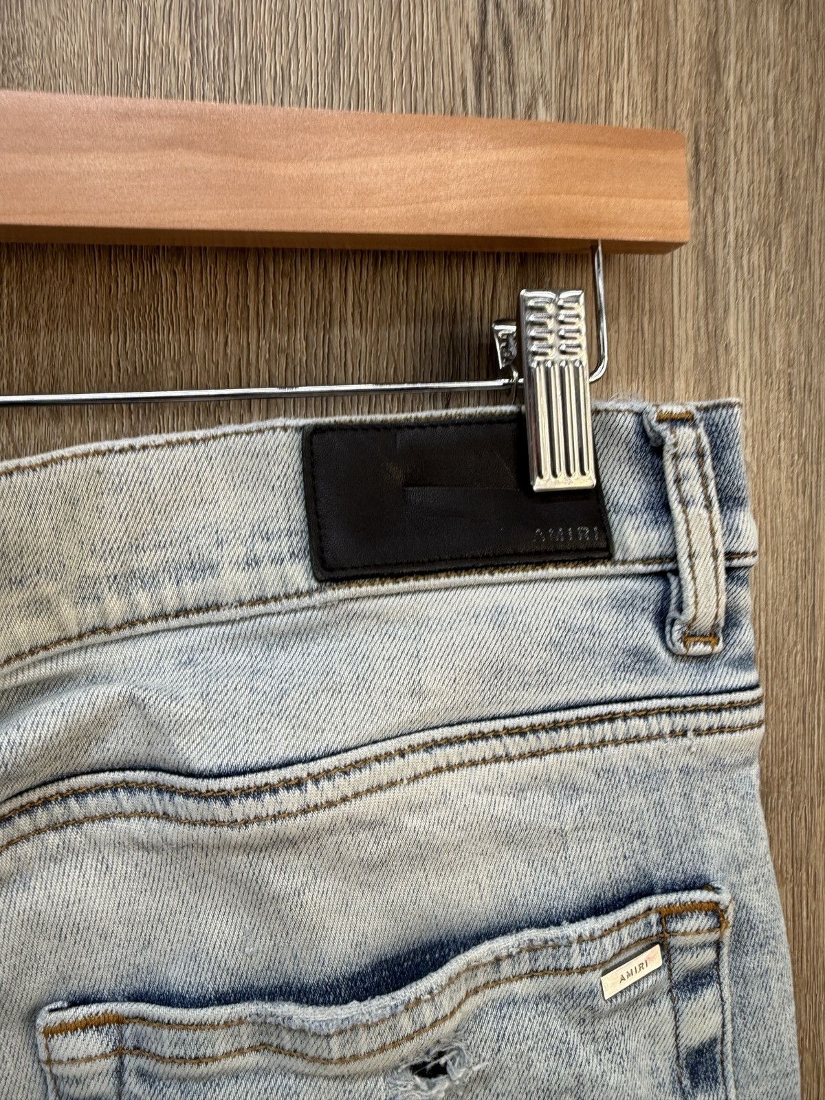 Amiri Amiri Blue Denim Black Patch Jeans Size US 33 - 10 Thumbnail