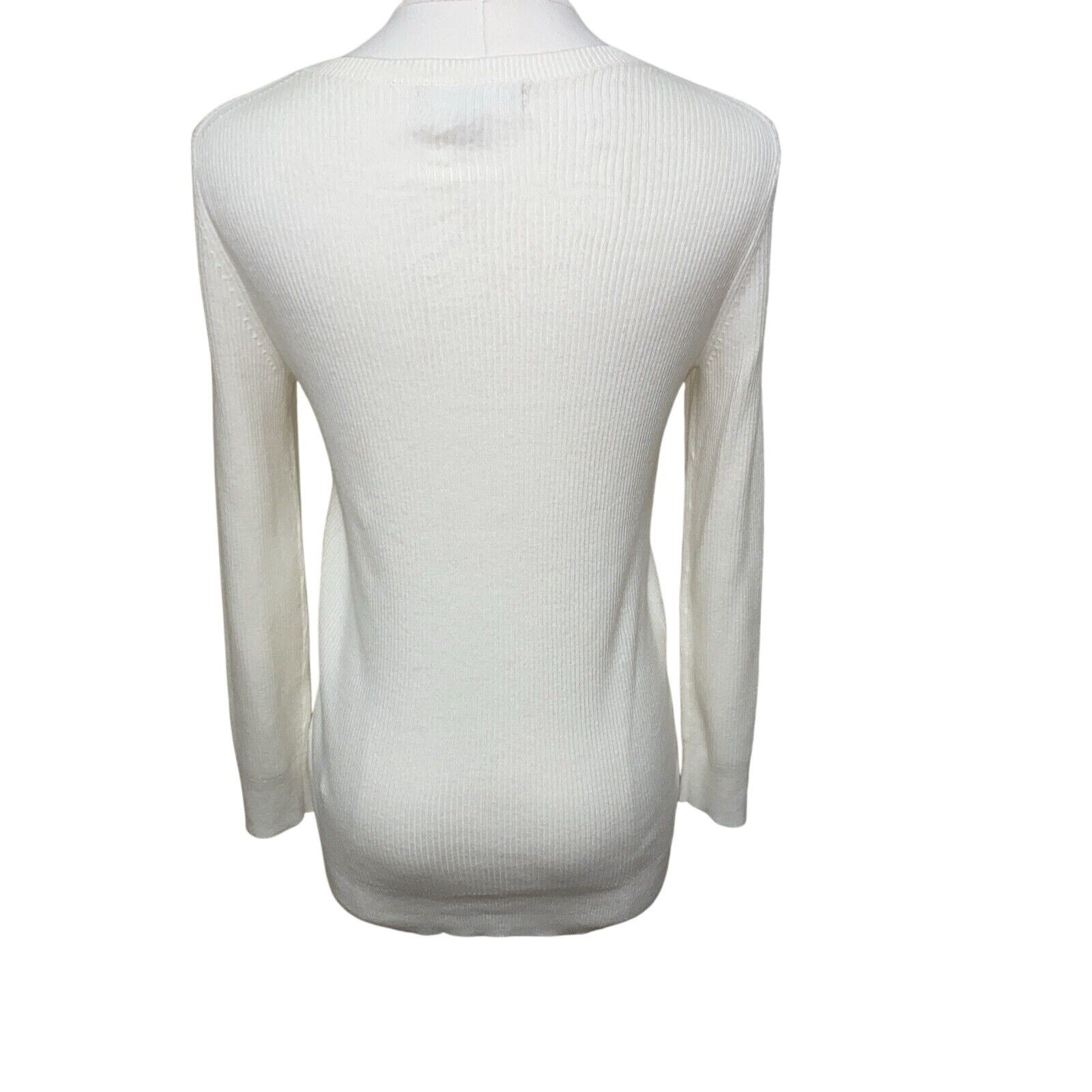 Banana Republic Banana Republic Women's Ivory Sweater Small Faux Leather Size S / US 4 / IT 40 - 5 Thumbnail