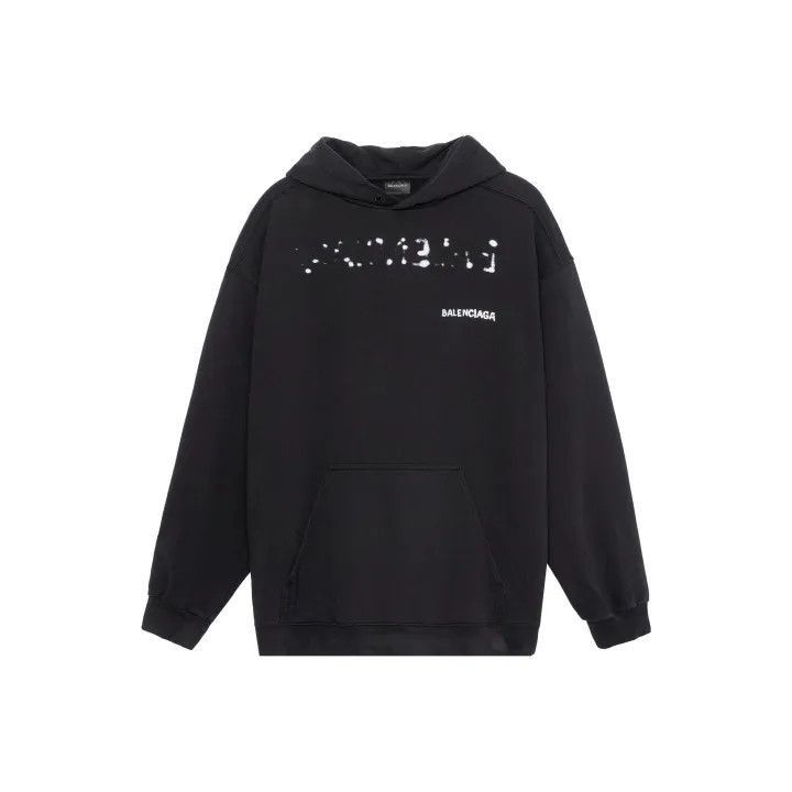 Balenciaga Balenciaga Black Logo Print Pullover Hoodie 0079-2507 Size US M / EU 48-50 / 2 - 1 Thumbnail