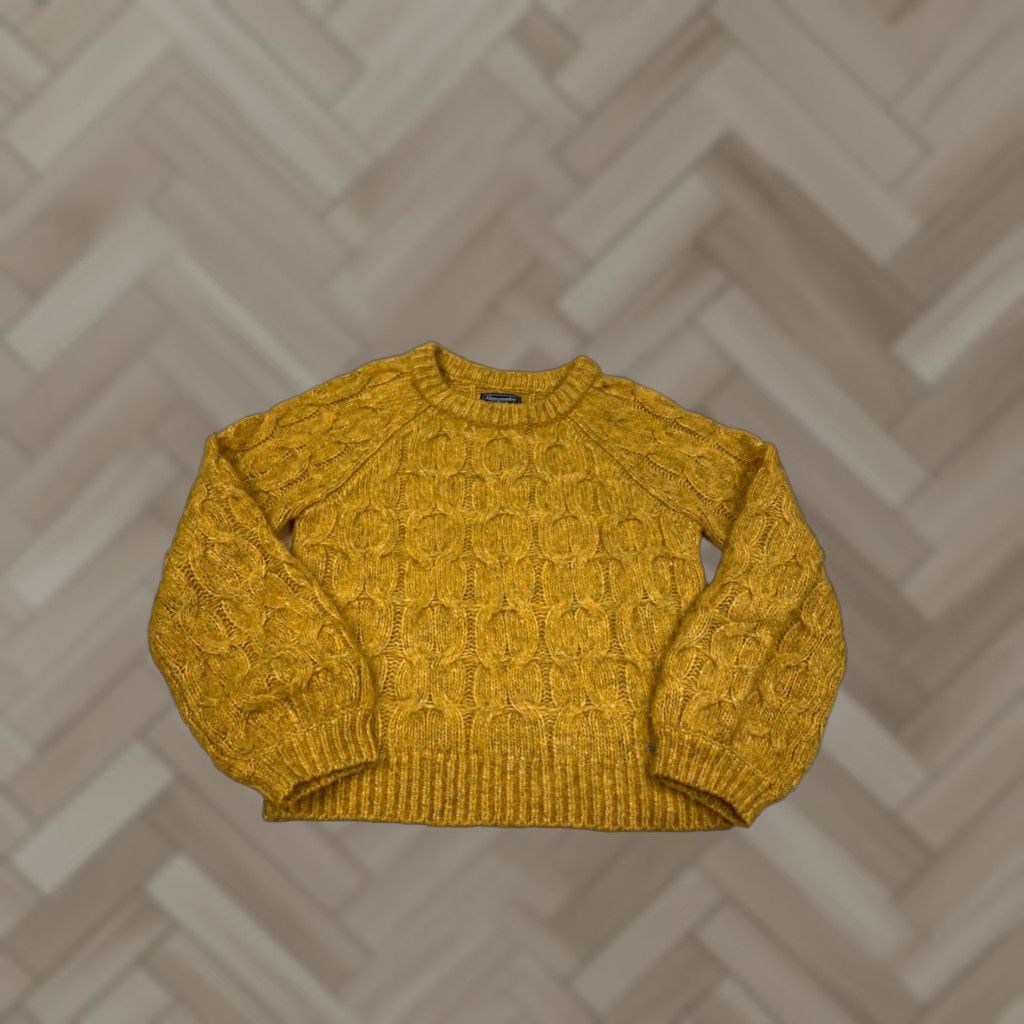Abercrombie & Fitch Abercrombie & Fitch Knot Sweater Womens S Yellow Cable Crew Neck Pullover Long Sleeve Boxy 10945 Size S / US 4 / IT 40 - 1 Thumbnail