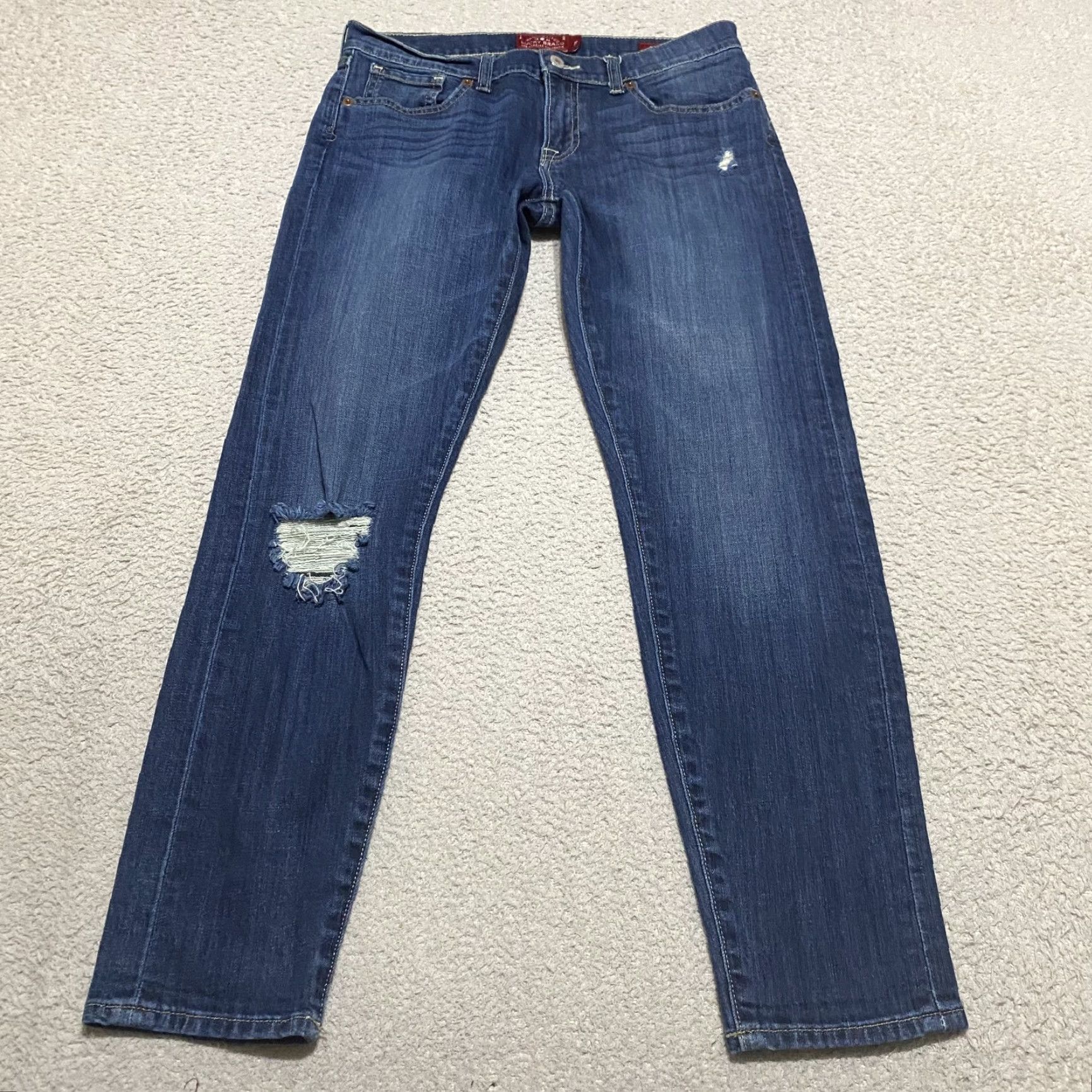 Lucky Brand Lucky Brand Jeans Womens 2 Denim Blue Slim Skinny Distressed Mid Rise Pocketed Denim (Keep to original words, but must fit rules) Size 26" / US 2 / IT 38 - 2 Thumbnail